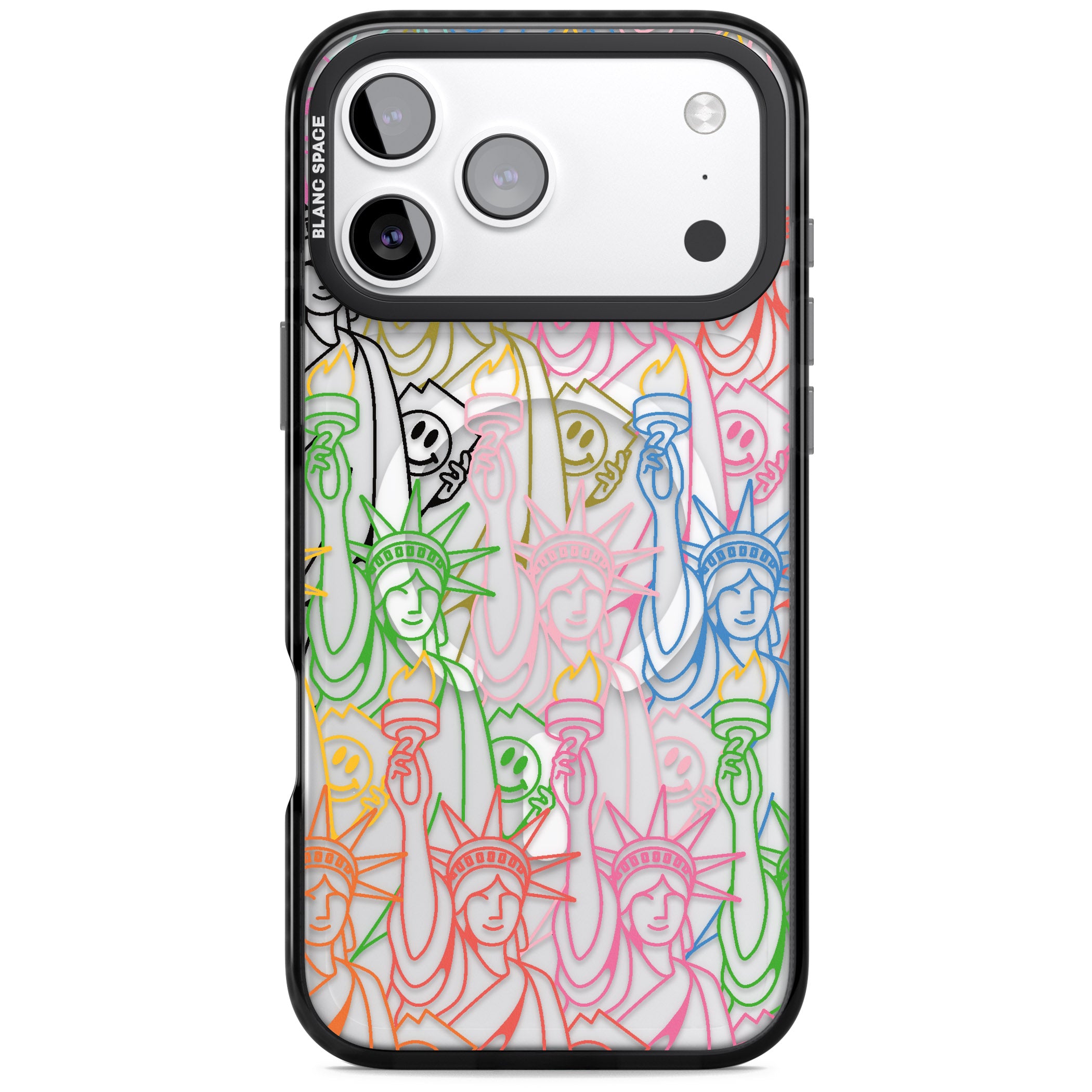 Multicolour Liberty Line Pattern iPhone 17 Pro Impact Pro Black Phone Case