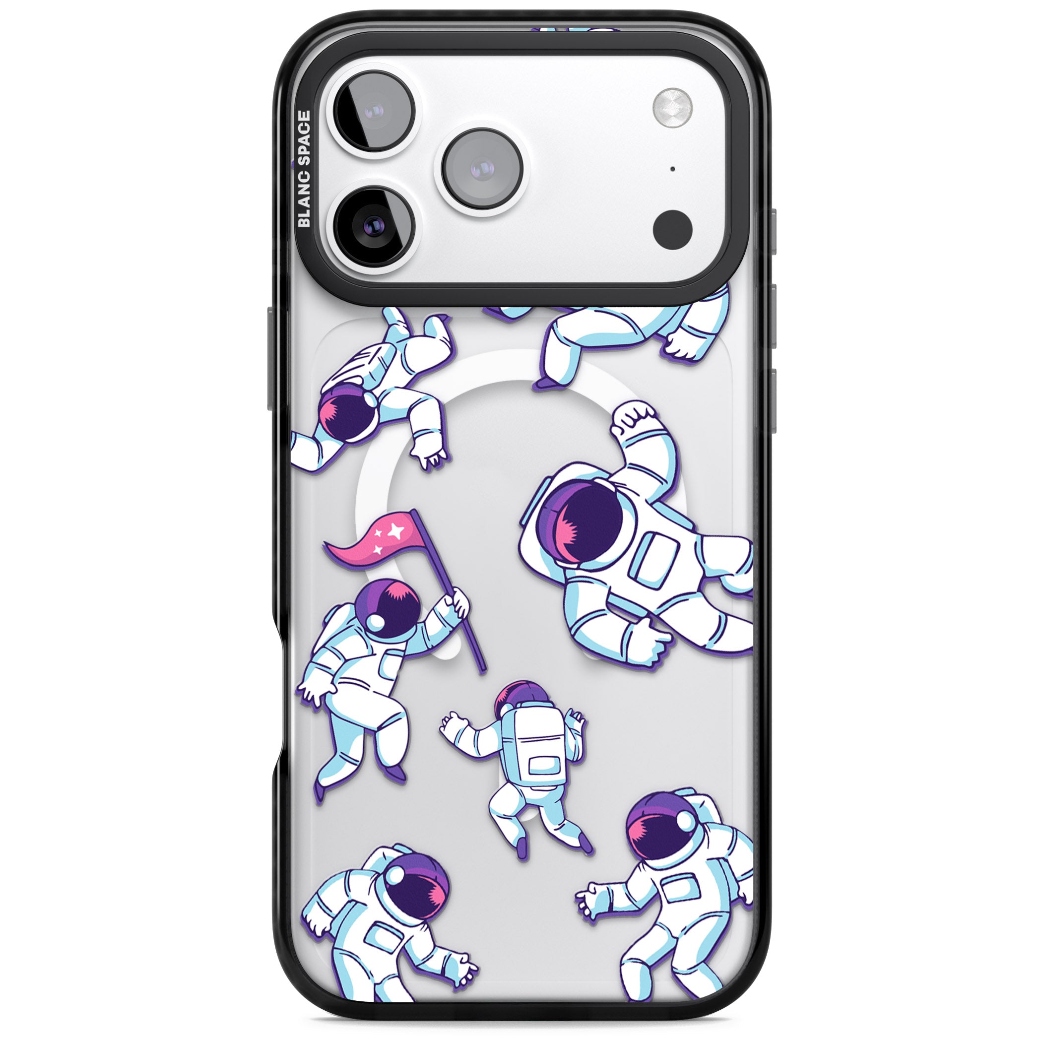 Astronaut Pattern iPhone 17 Pro Impact Pro Black Phone Case