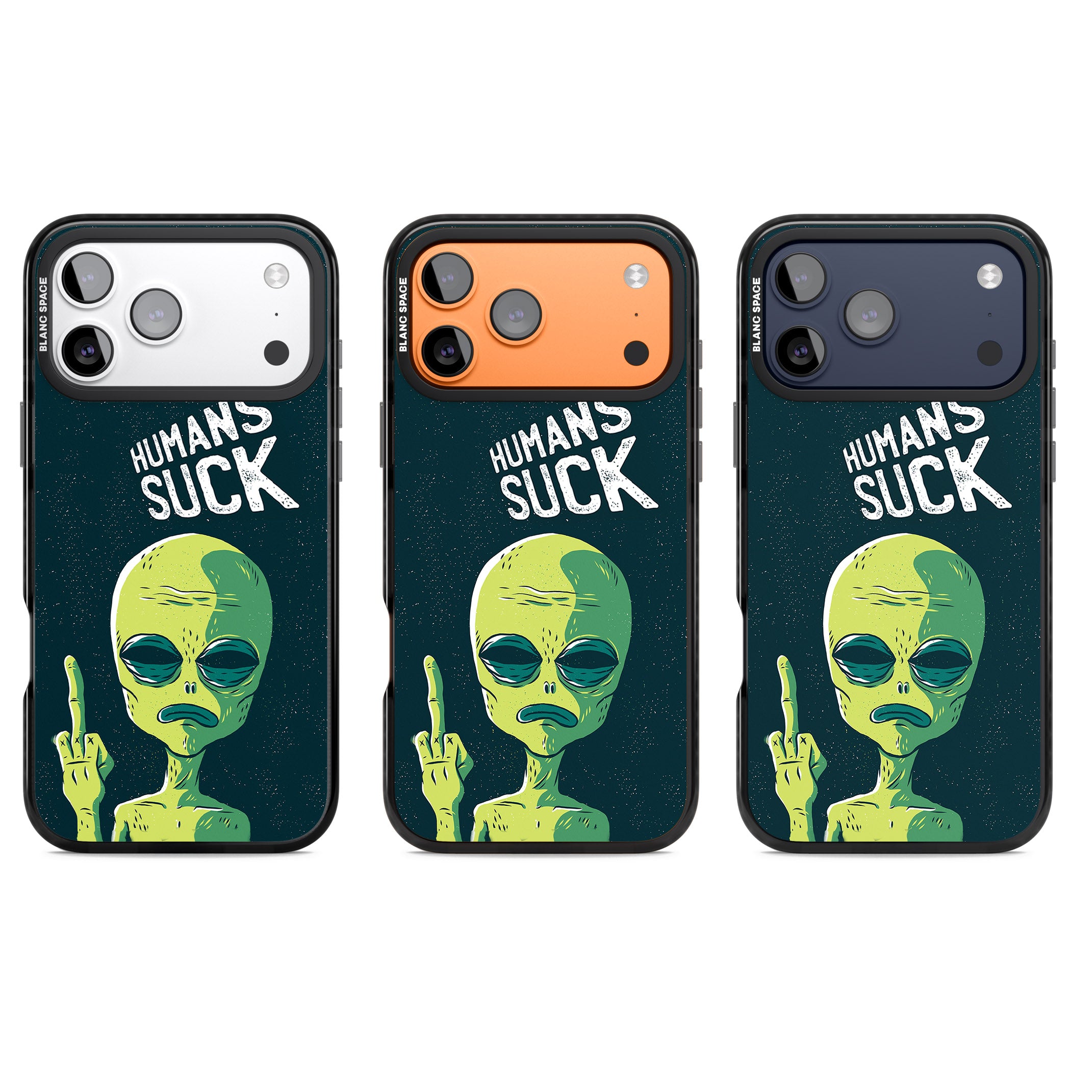 Humans Suck Alien iPhone 17 Pro Impact Pro Black Phone Case APT Impact Protection
