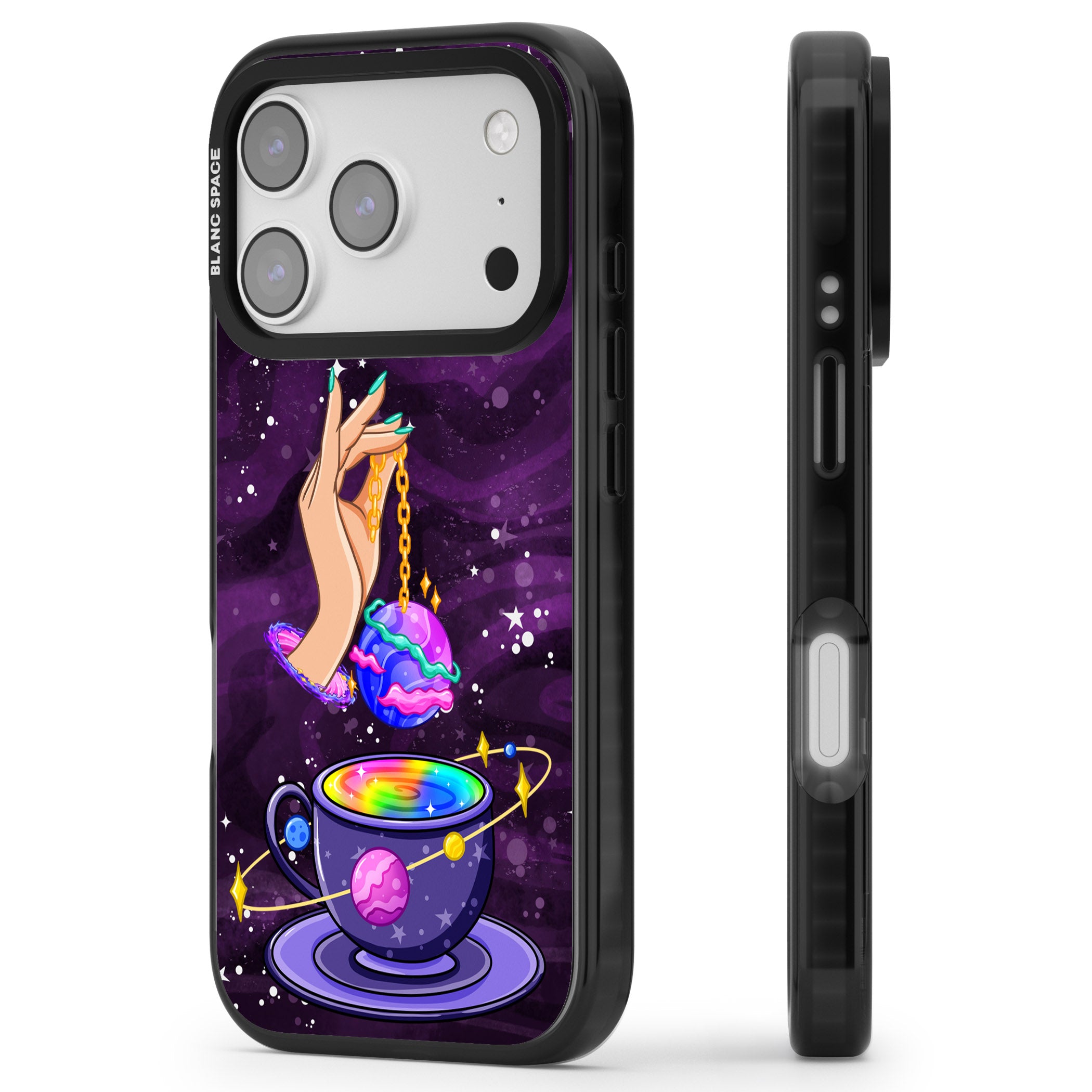 Space Tea iPhone 17 Pro Impact Pro Black Phone Case Side Profile