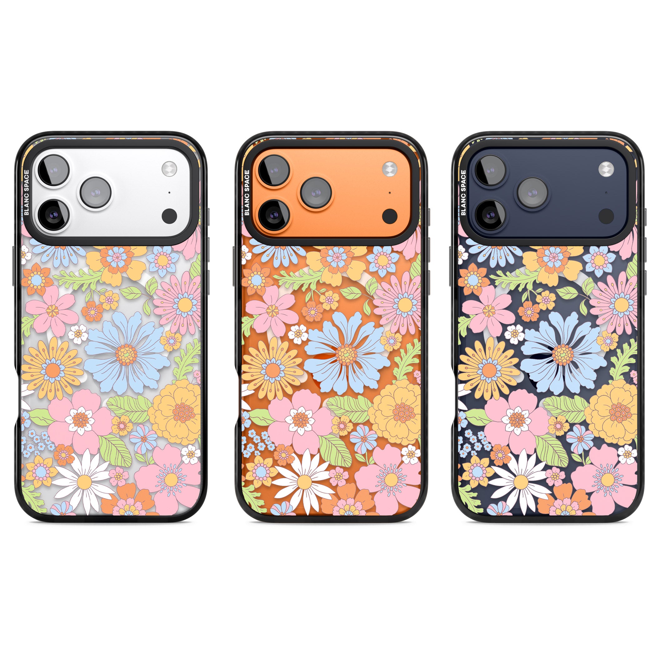Pastel Flower Pattern iPhone 17 Pro Impact Pro Black Phone Case APT Impact Protection