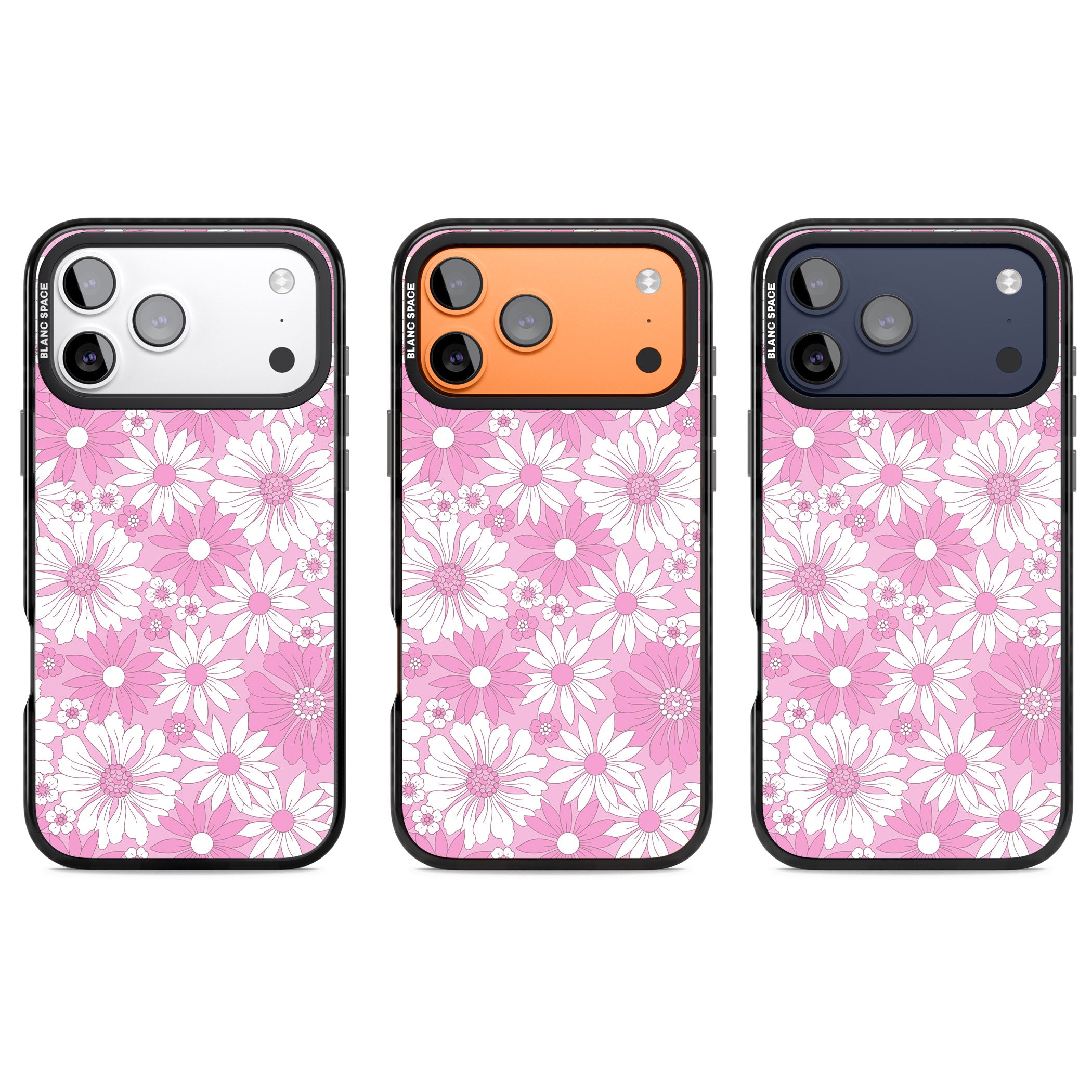 Pink White Flowers iPhone 17 Pro Impact Pro Black Phone Case APT Impact Protection