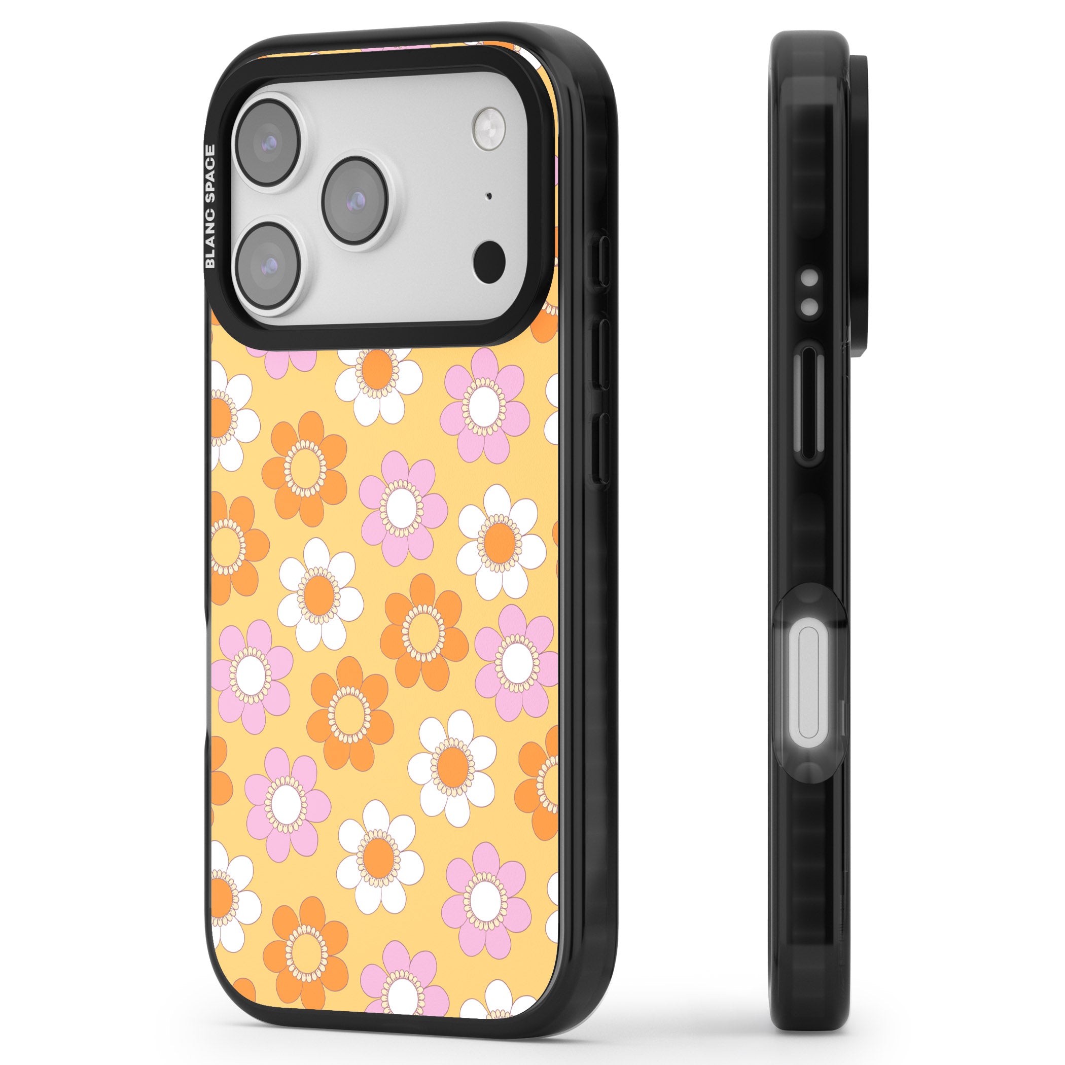 Sunny Flower Mix iPhone 17 Pro Impact Pro Black Phone Case Side Profile