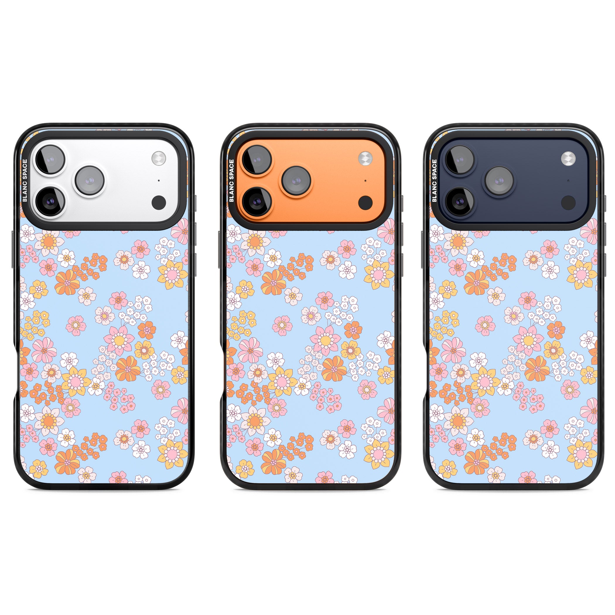 Lake Blue Flower Mix iPhone 17 Pro Impact Pro Black Phone Case APT Impact Protection