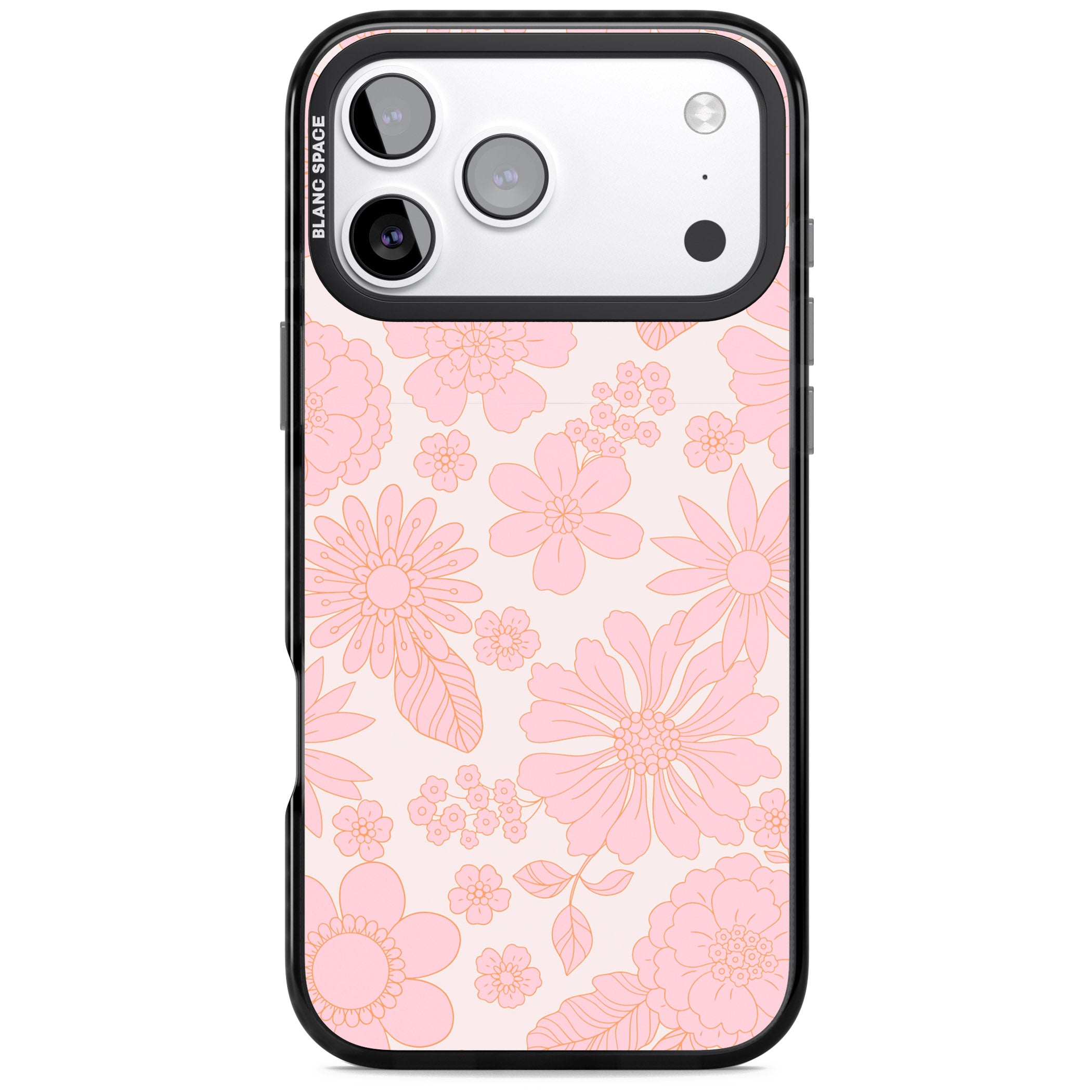 Gentle Pink Flowers iPhone 17 Pro Impact Pro Black Phone Case