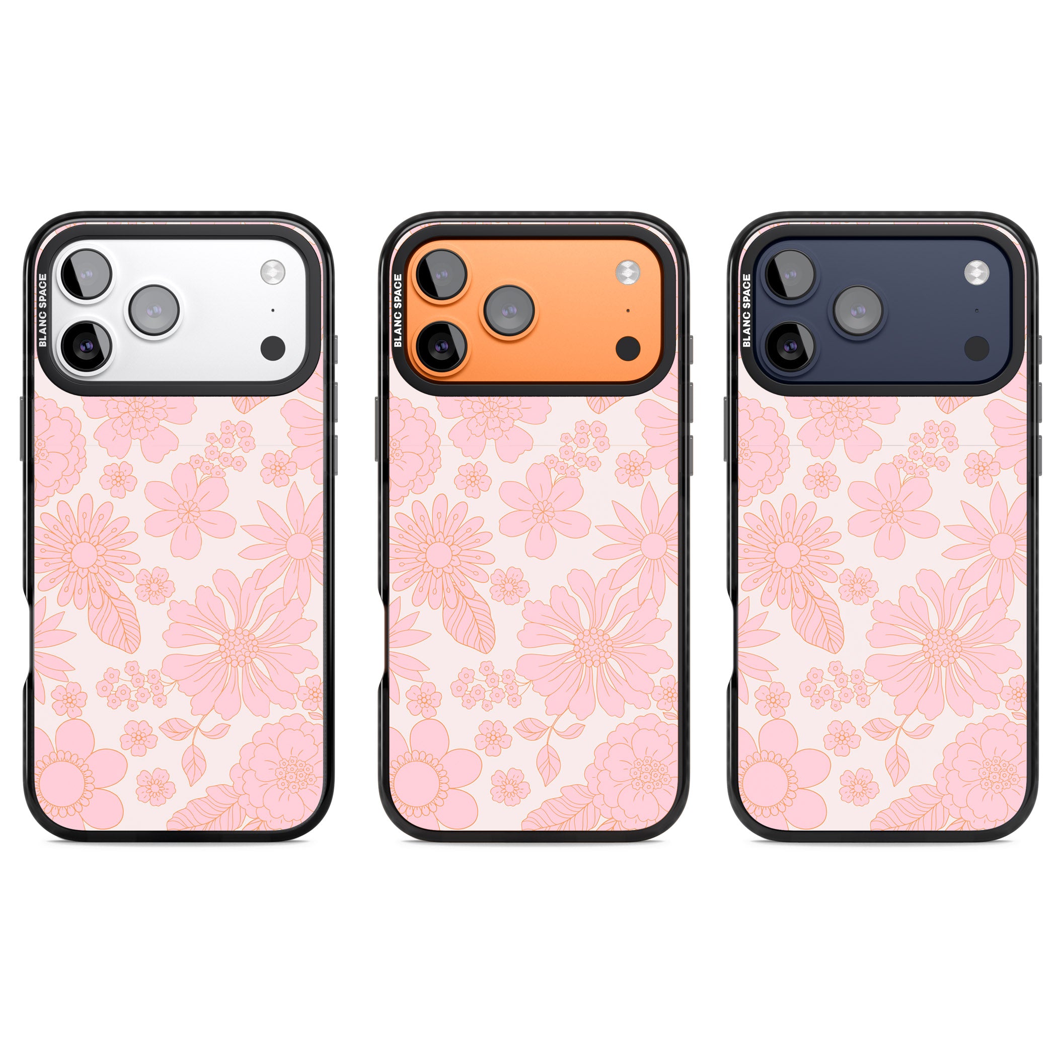 Gentle Pink Flowers iPhone 17 Pro Impact Pro Black Phone Case APT Impact Protection