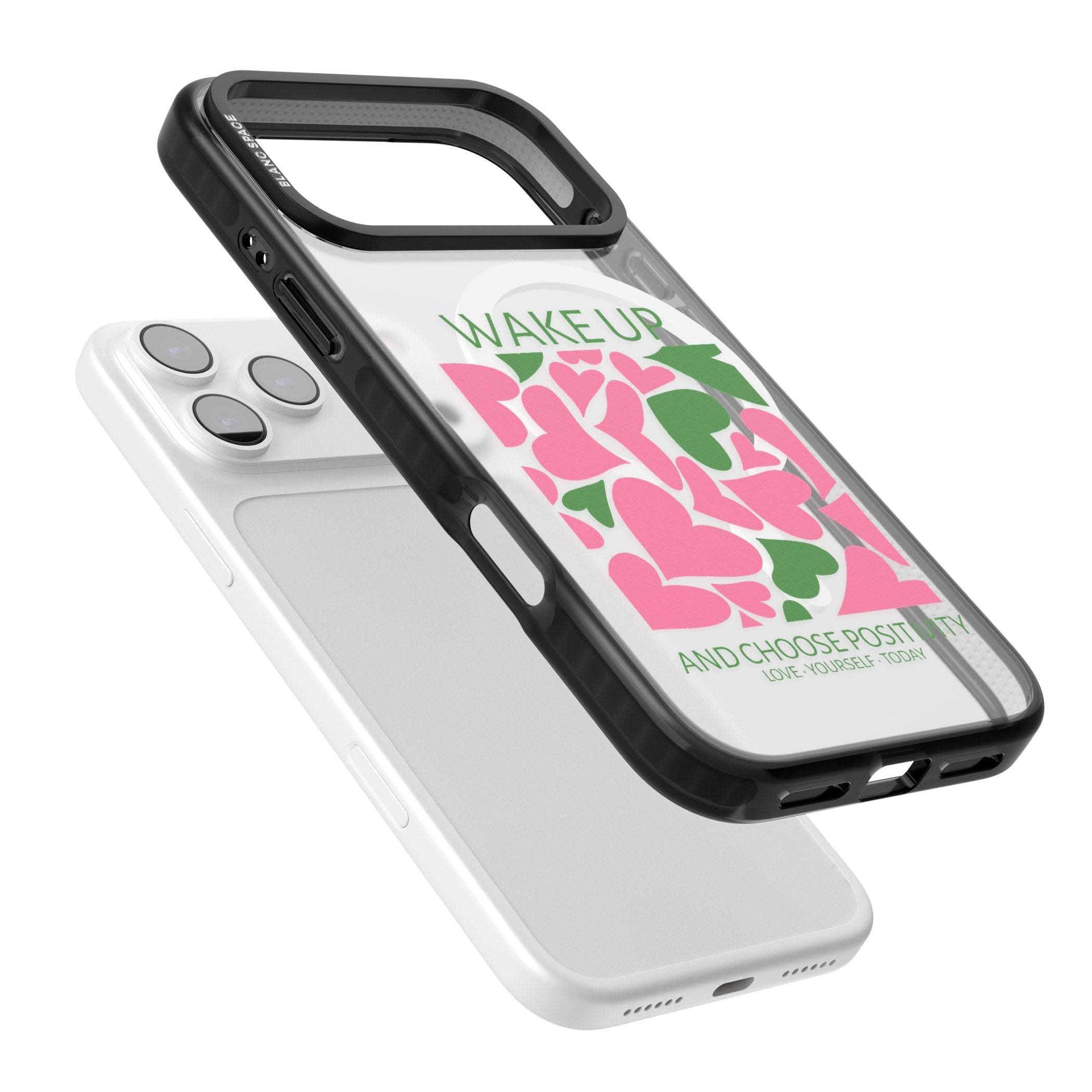 Wake Up And Choose Positivity iPhone 17 Pro Impact Pro Black Phone Case Colours