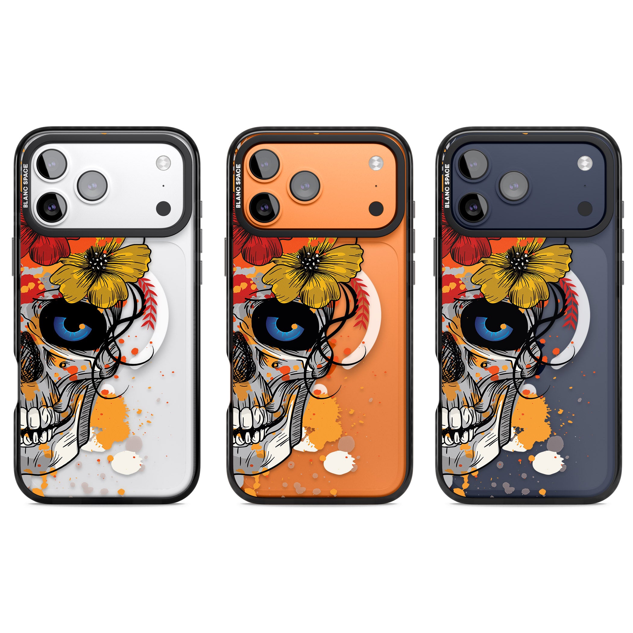 Sugar Skull Flowers iPhone 17 Pro Impact Pro Black Phone Case APT Impact Protection