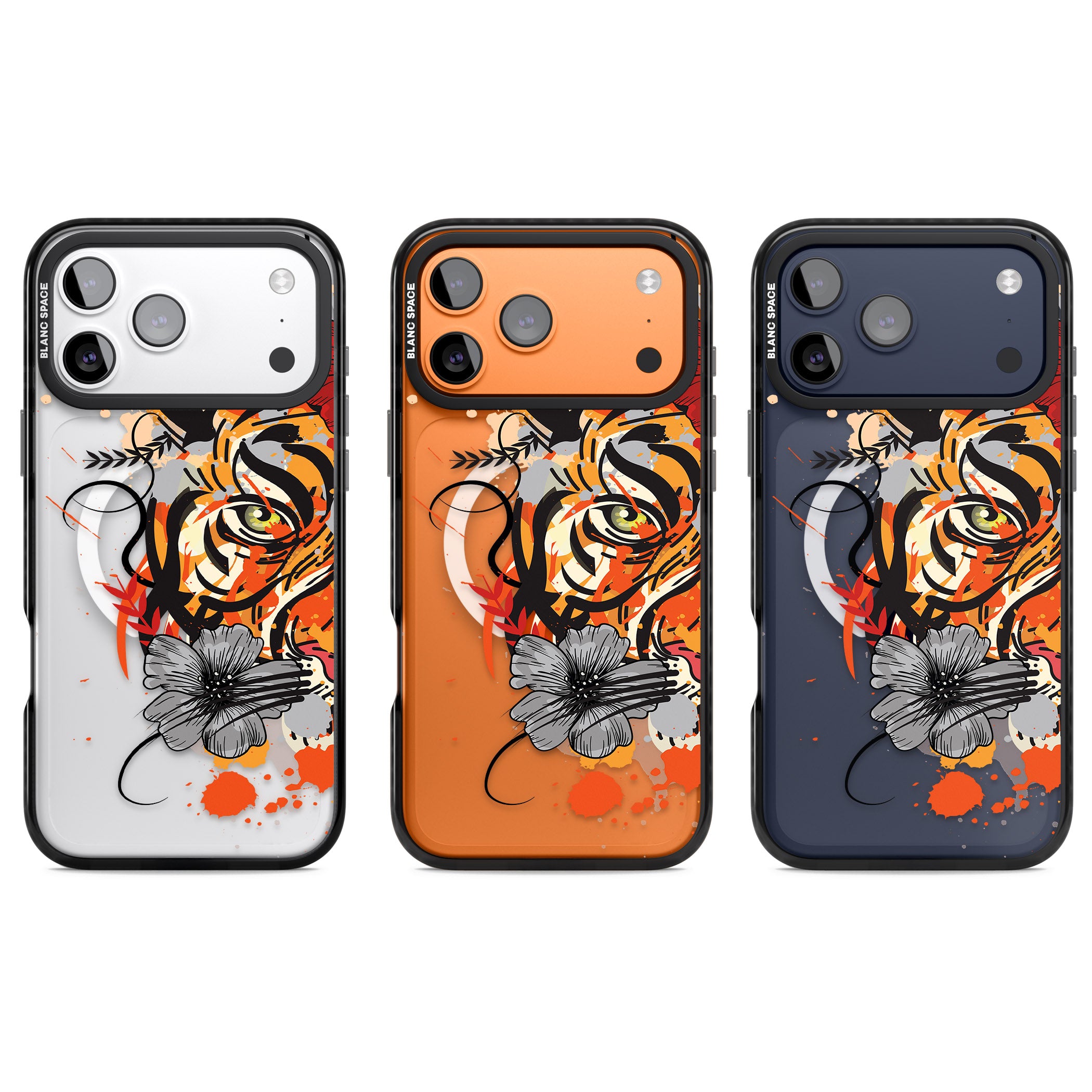 Sugar Skull Tiger iPhone 17 Pro Impact Pro Black Phone Case APT Impact Protection