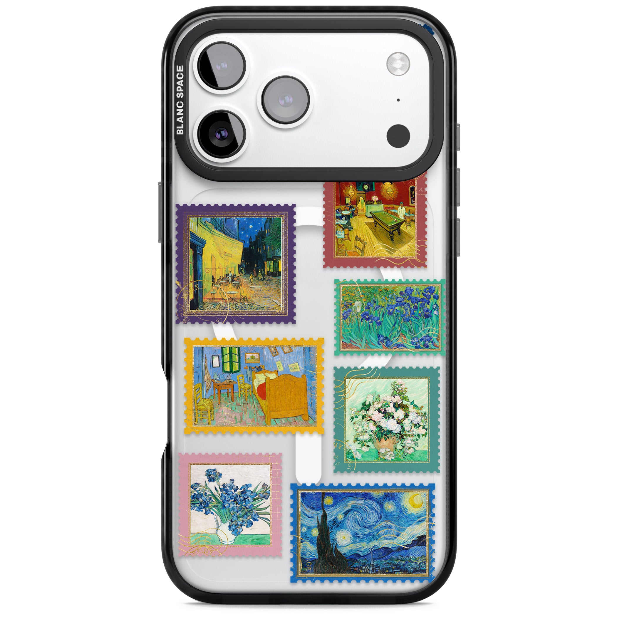 Colourful Vintage Art Stamps iPhone 17 Pro Impact Pro Black Phone Case
