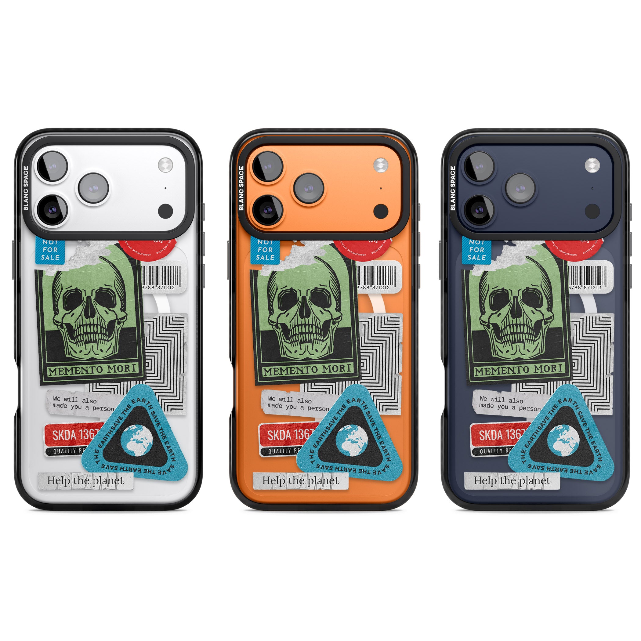 Skull Sticker Mix iPhone 17 Pro Impact Pro Black Phone Case APT Impact Protection