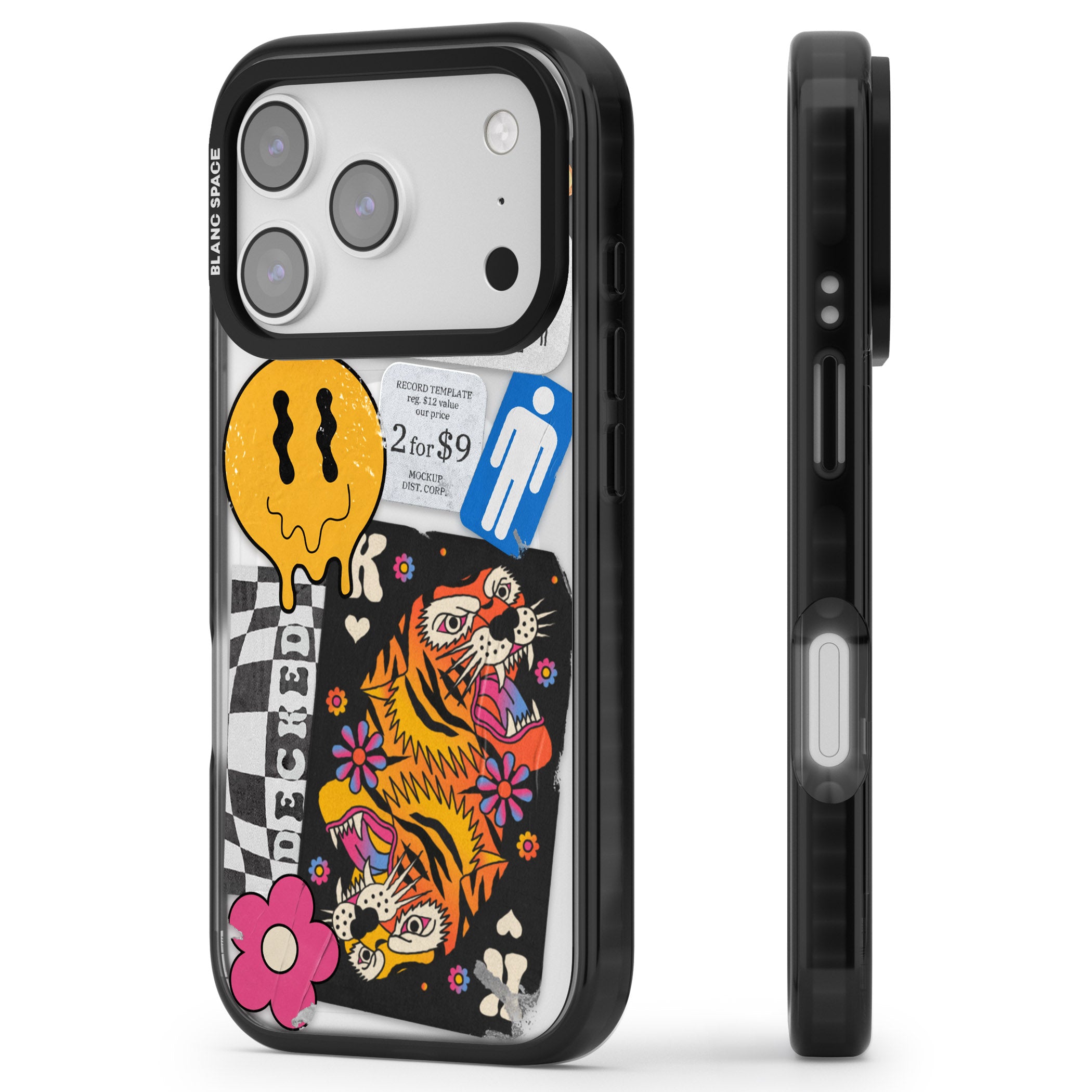 Electric Vibes iPhone 17 Pro Impact Pro Black Phone Case Side Profile