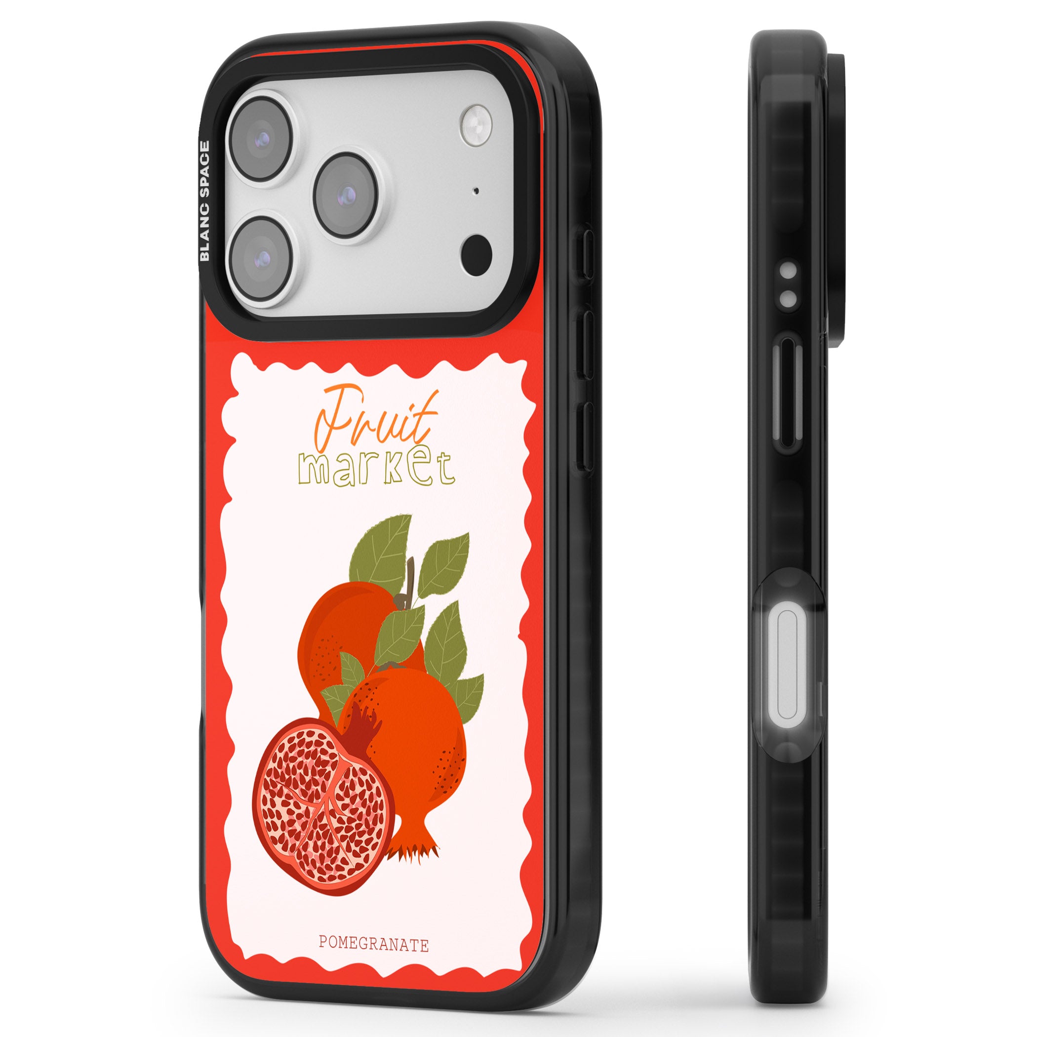 Fruit Market Pomegranate iPhone 17 Pro Impact Pro Black Phone Case Side Profile