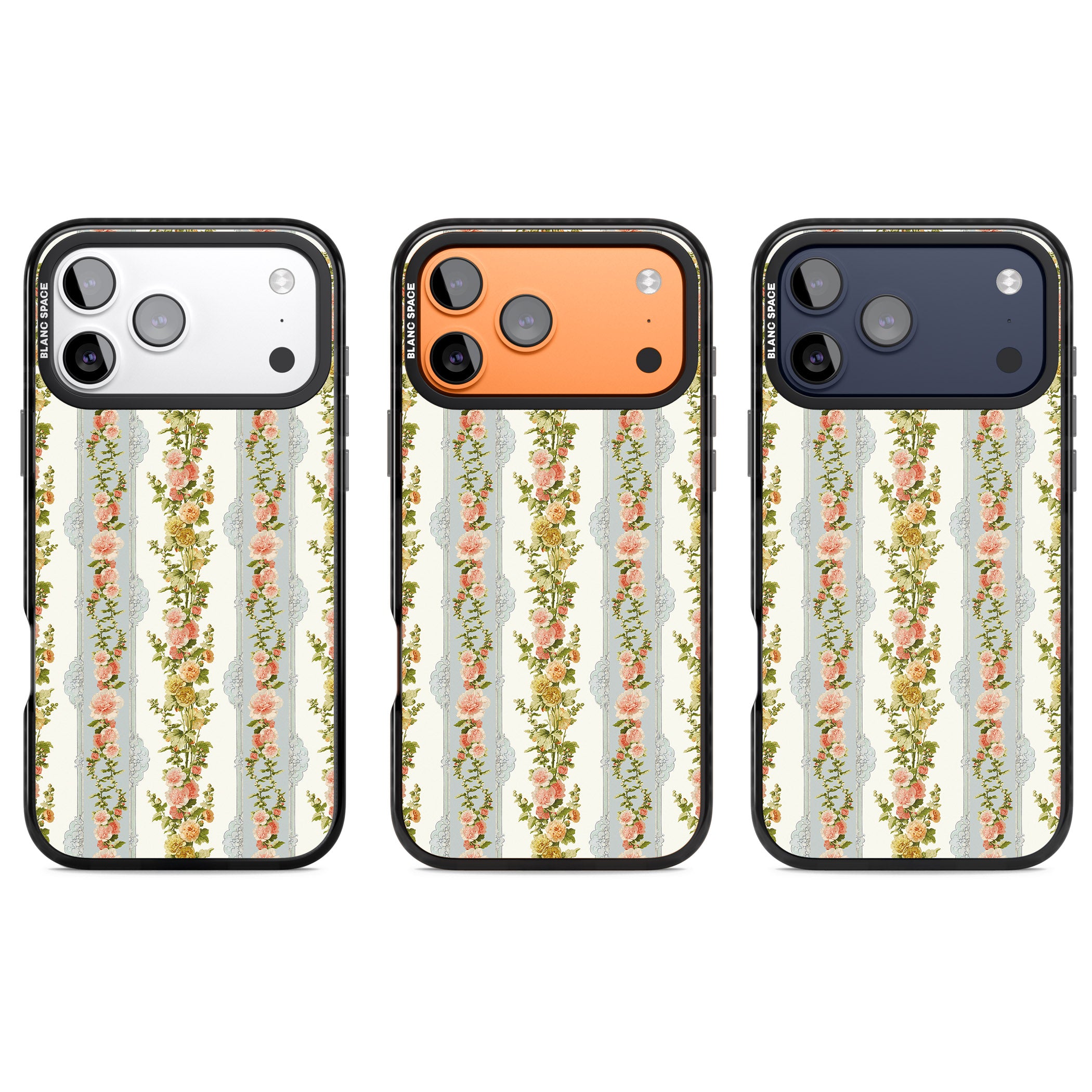 Vintage Floral Stripes iPhone 17 Pro Impact Pro Black Phone Case APT Impact Protection