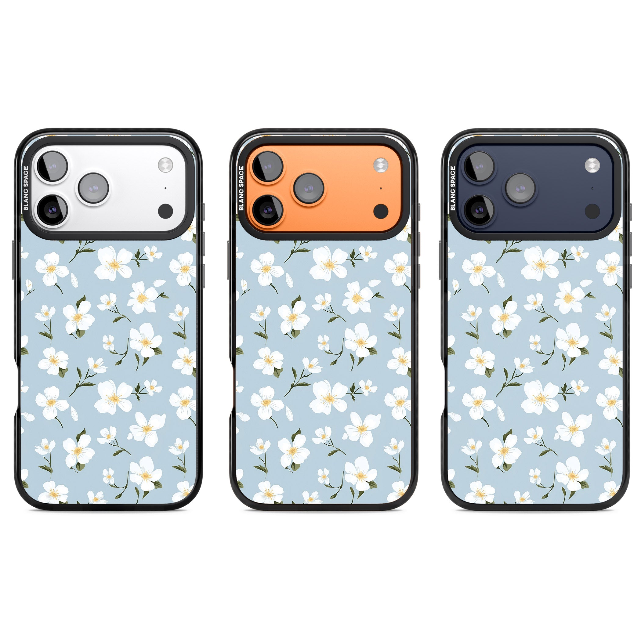 Soft White Blossoms iPhone 17 Pro Impact Pro Black Phone Case APT Impact Protection