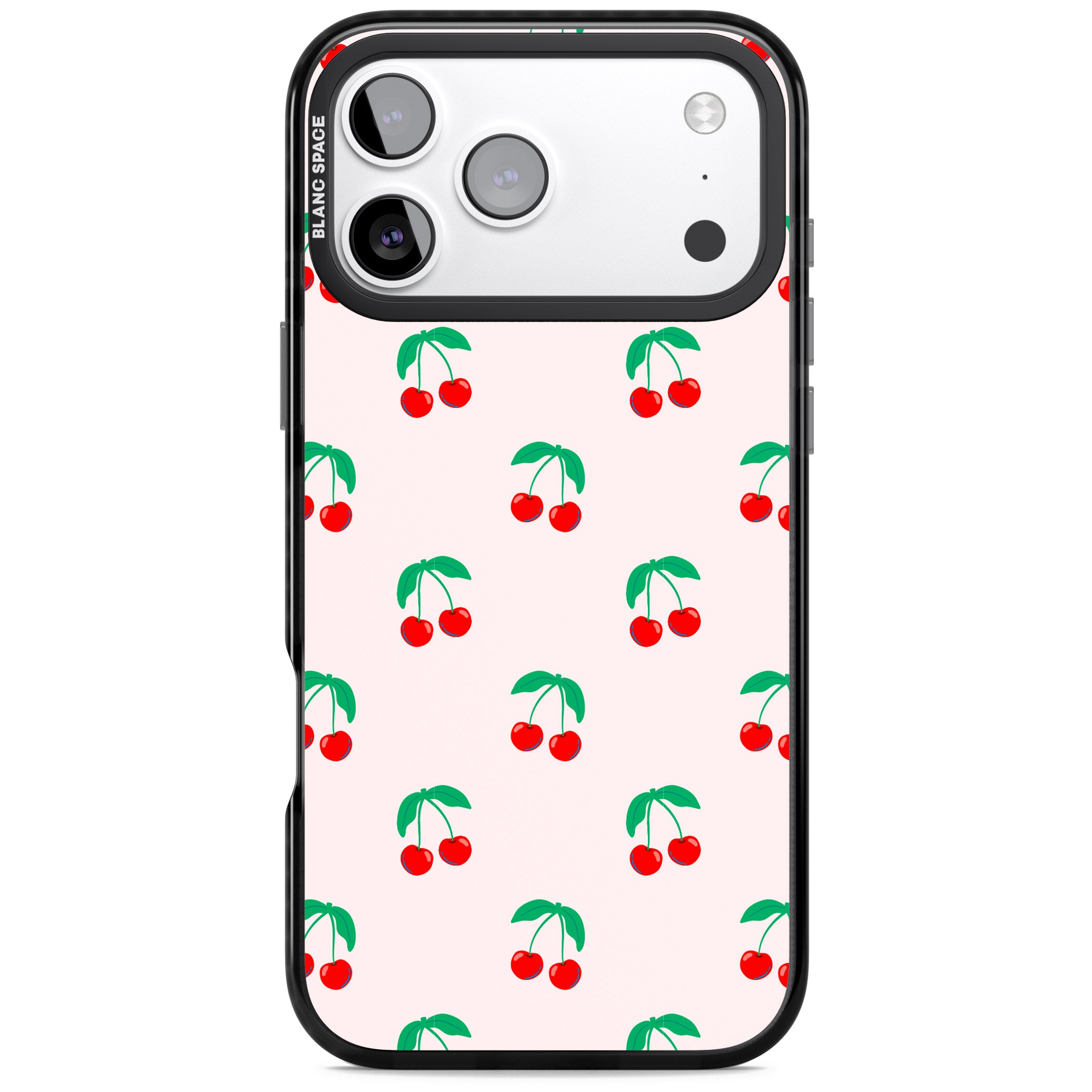 Cute Cherry Pattern iPhone 17 Pro Impact Pro Black Phone Case