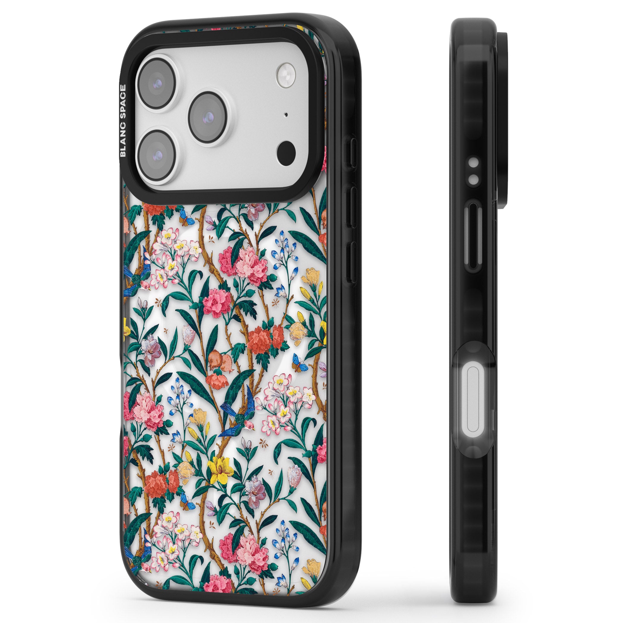 Vines & Flowers iPhone 17 Pro Impact Pro Black Phone Case Side Profile