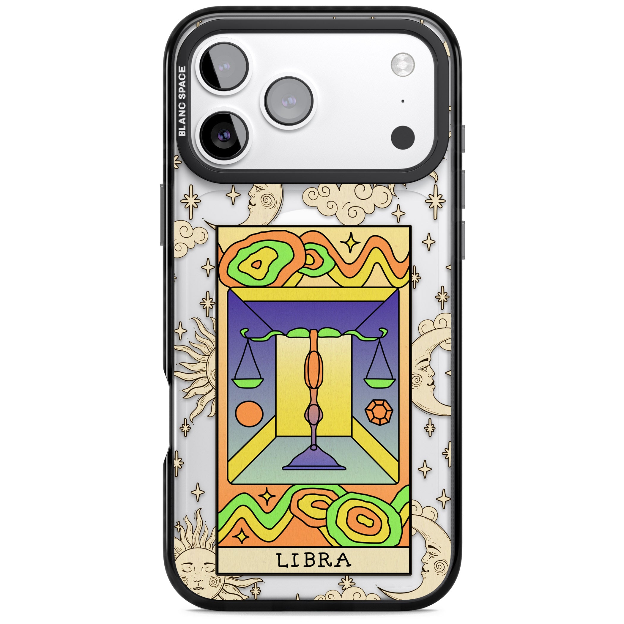 Celestial Zodiac Libra iPhone 17 Pro Impact Pro Black Phone Case