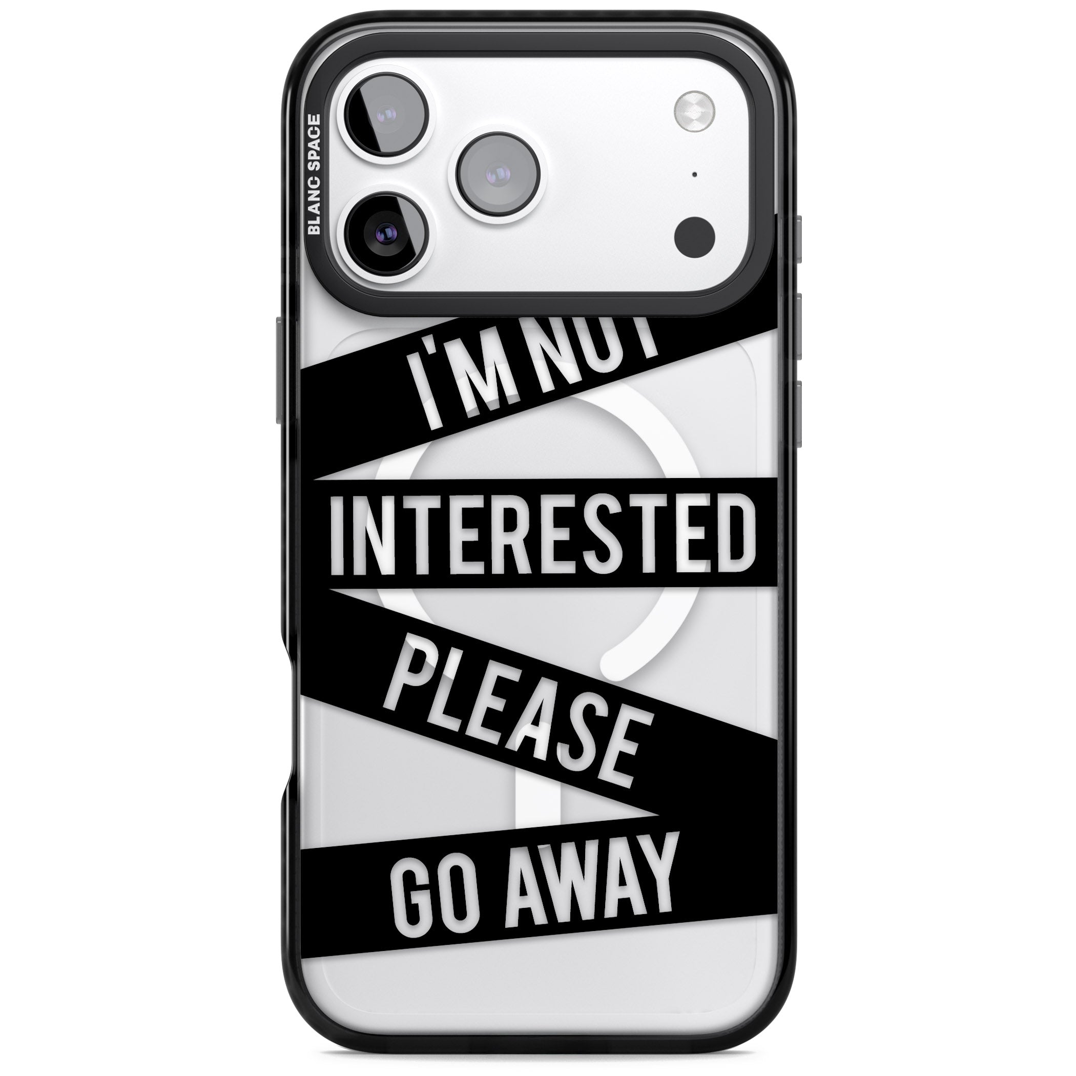 Not Interested Warning iPhone 17 Pro Impact Pro Black Phone Case