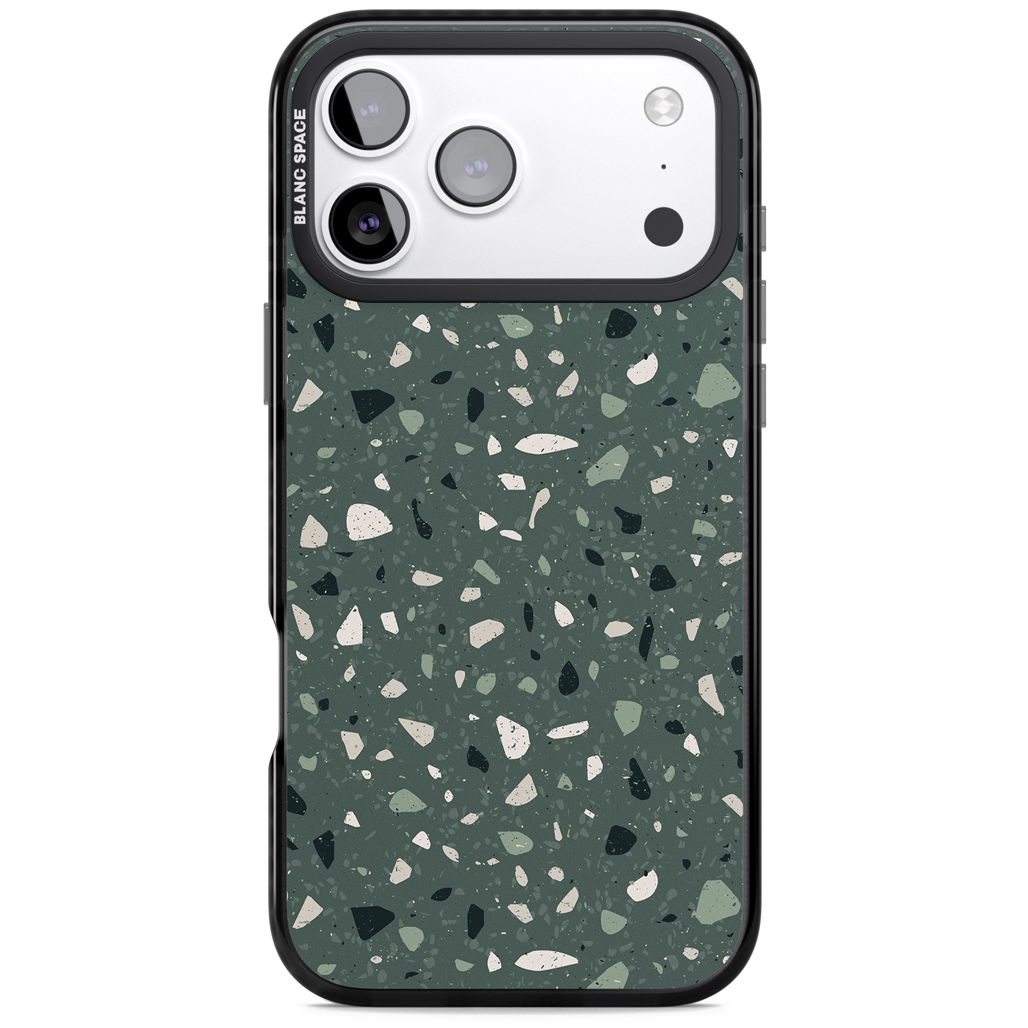 Green & Cream Terrazzo Pattern iPhone 17 Pro Impact Pro Black Phone Case