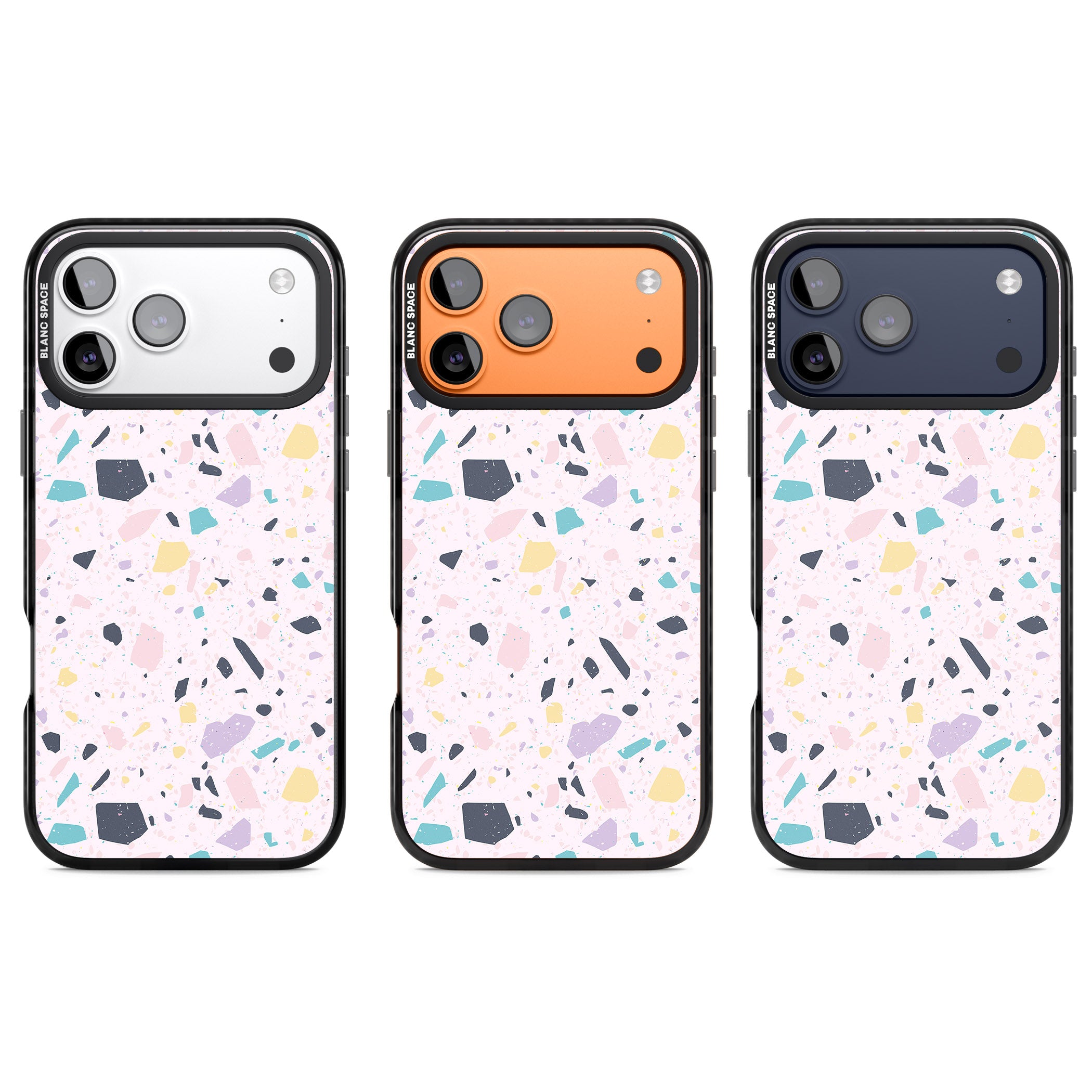 Pink, Purple & Turquoise Terrazzo Pattern iPhone 17 Pro Impact Pro Black Phone Case APT Impact Protection