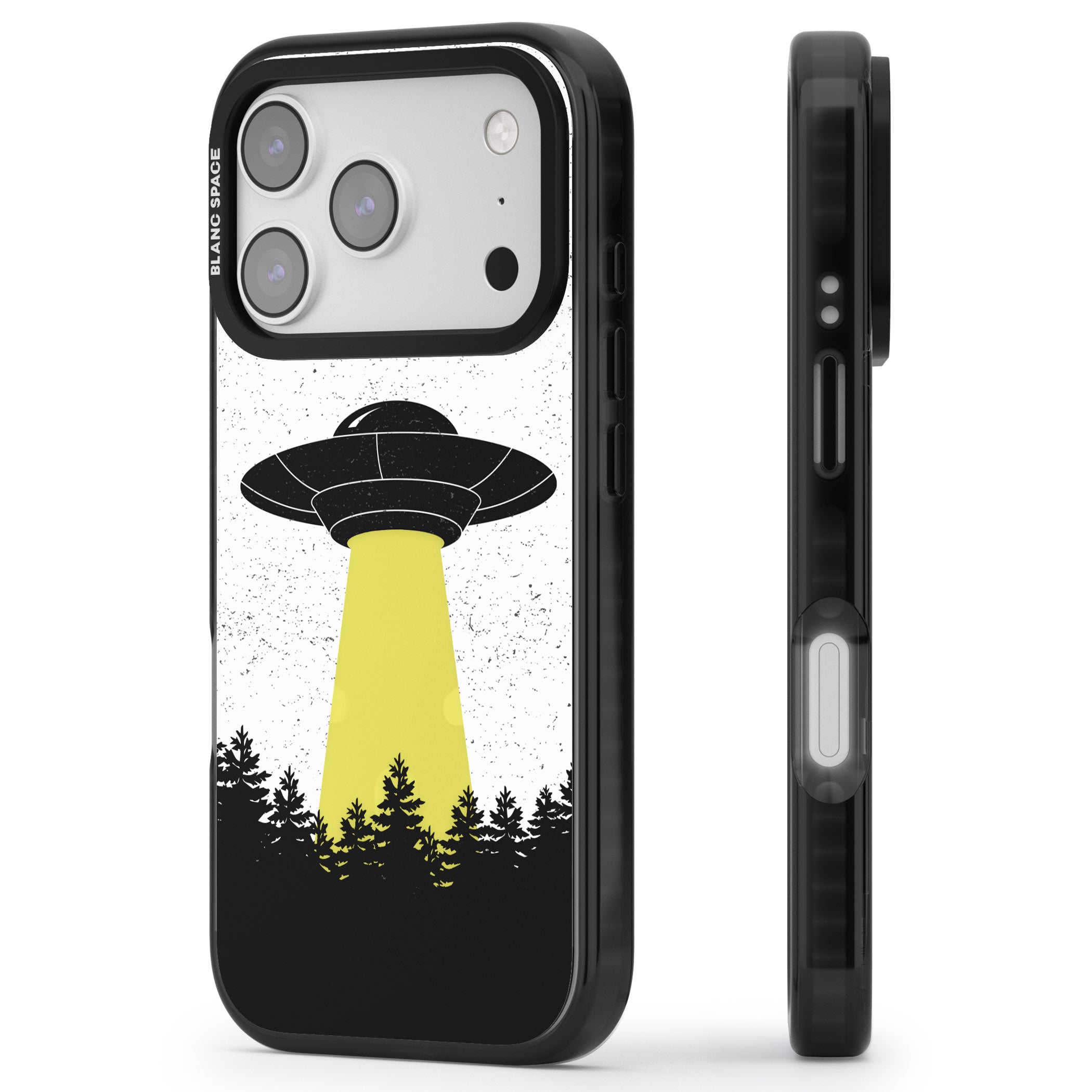 Alien Abduction iPhone 17 Pro Impact Pro Black Phone Case Side Profile