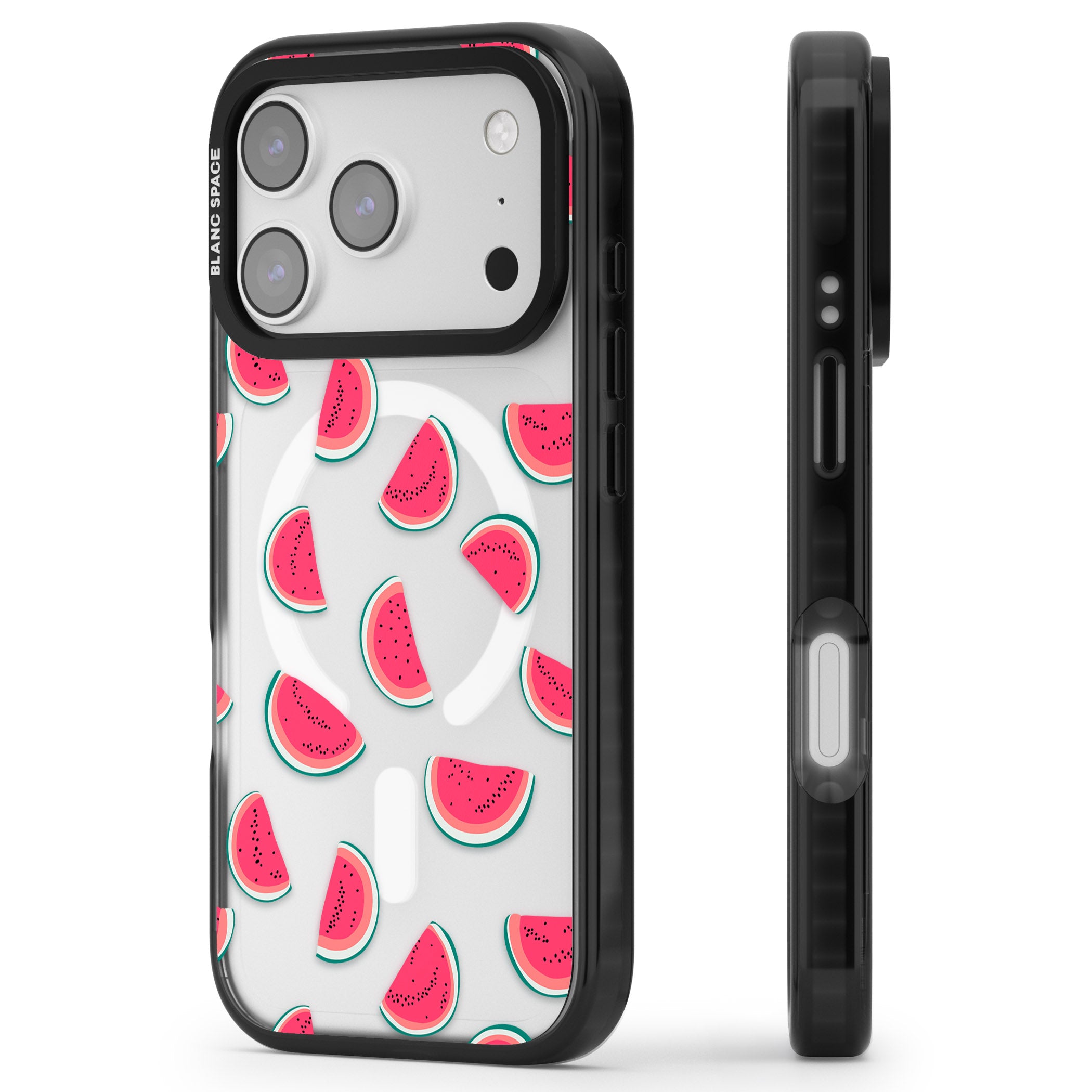 Watermelon Slices iPhone 17 Pro Impact Pro Black Phone Case Side Profile