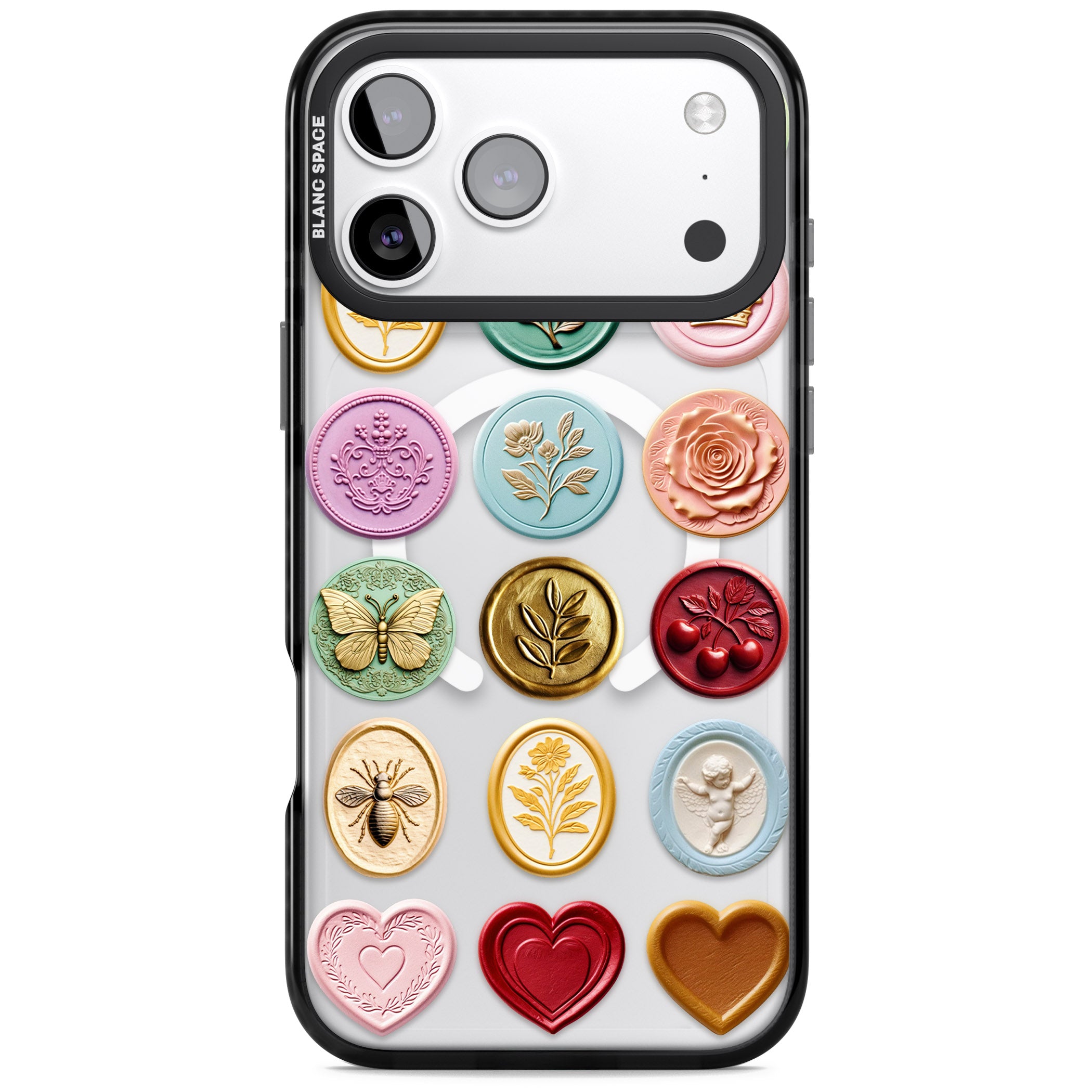 Vintage Wax Seal Pattern iPhone 17 Pro Impact Pro Black Phone Case