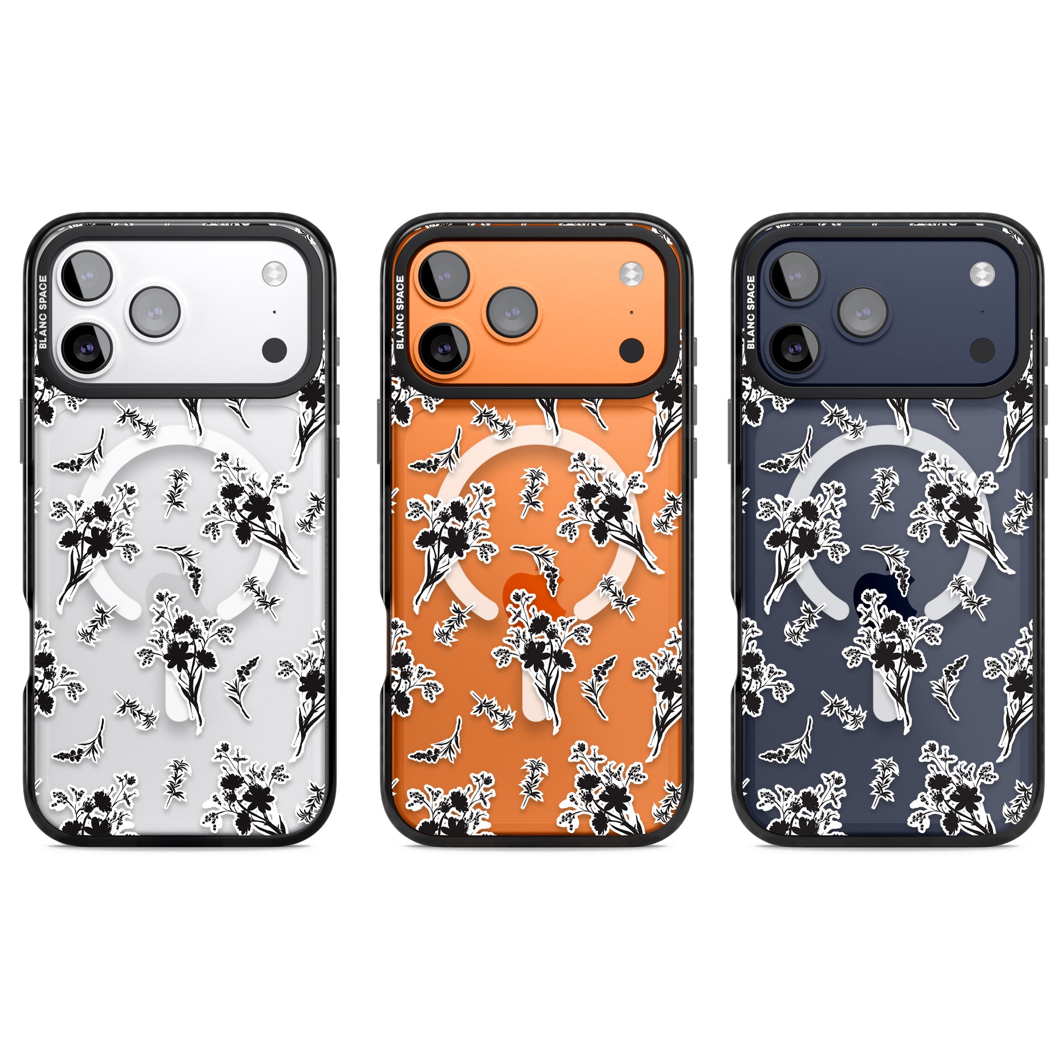 Black Sticker Wildflowers iPhone 17 Pro Impact Pro Black Phone Case APT Impact Protection
