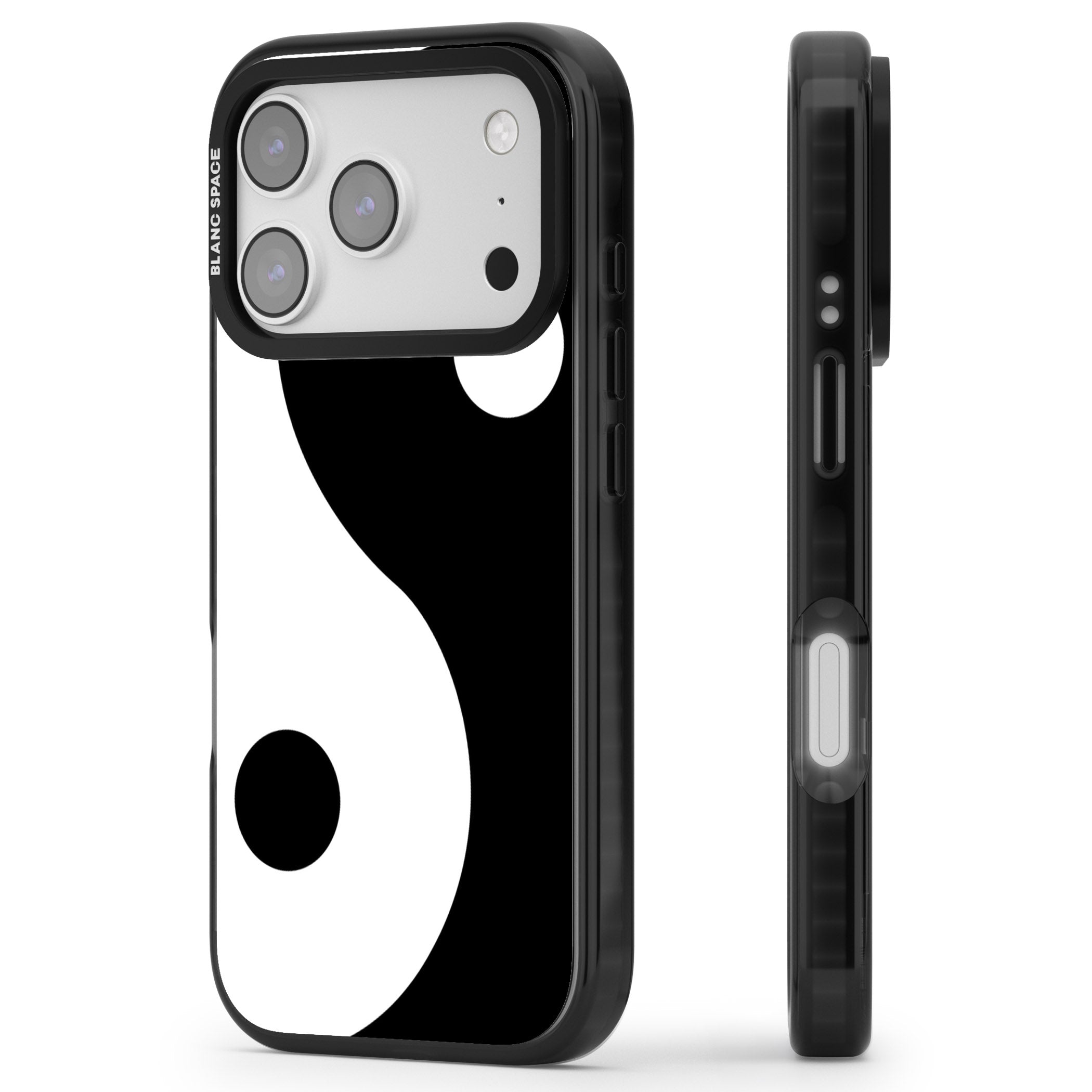 Large Yin Yang iPhone 17 Pro Impact Pro Black Phone Case Side Profile
