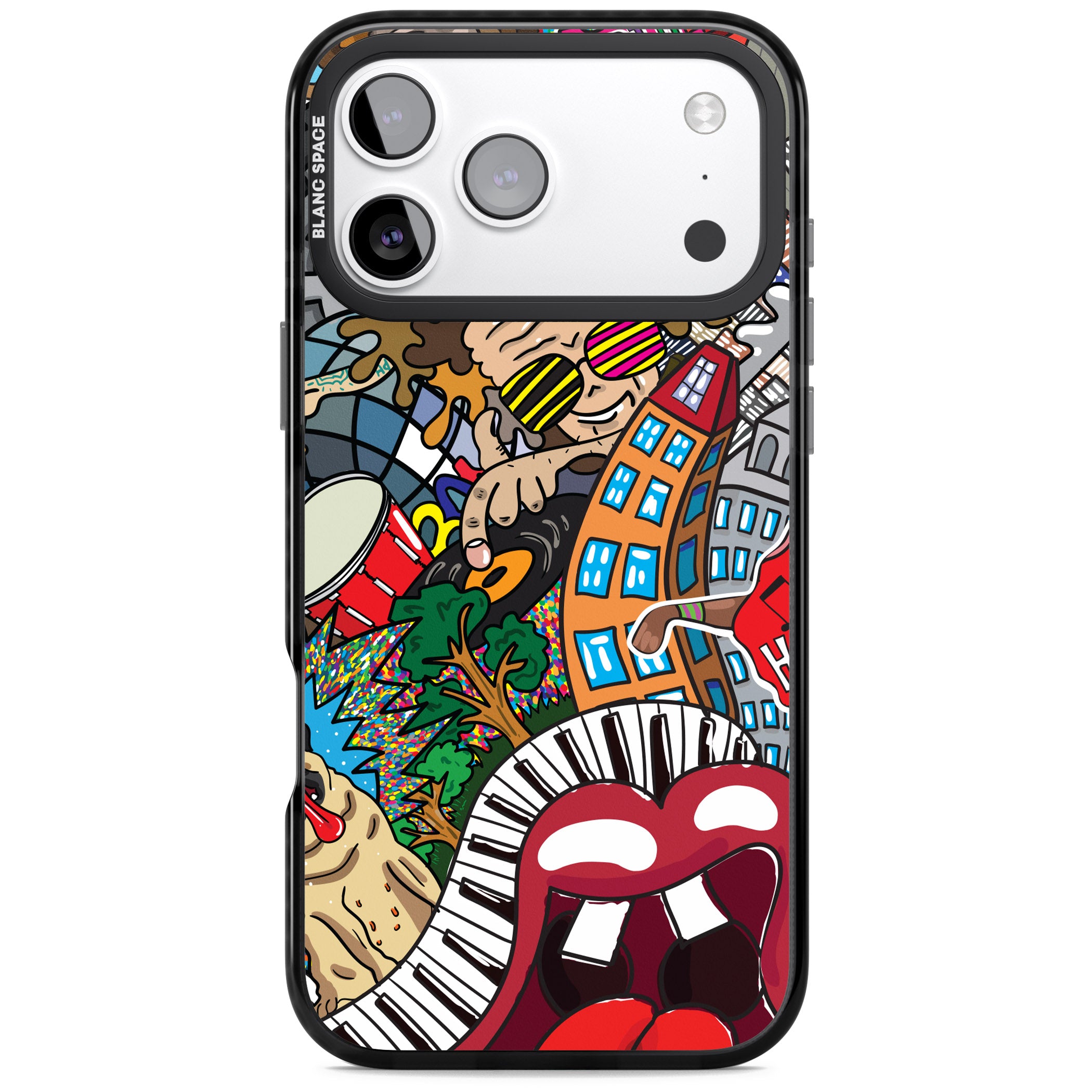 Funky Music City iPhone 17 Pro Impact Pro Black Phone Case