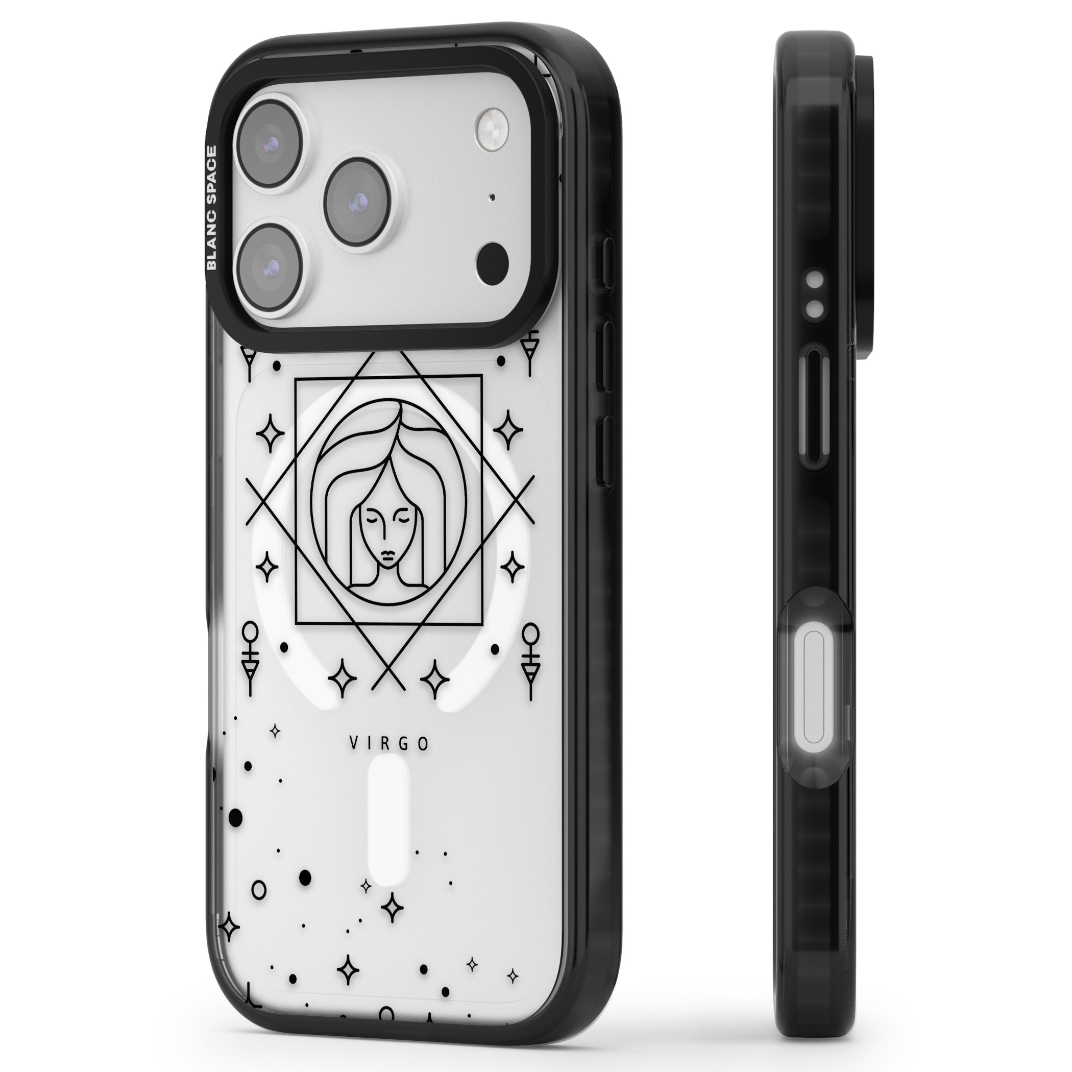 Virgo Emblem iPhone 17 Pro Impact Pro Black Phone Case Side Profile