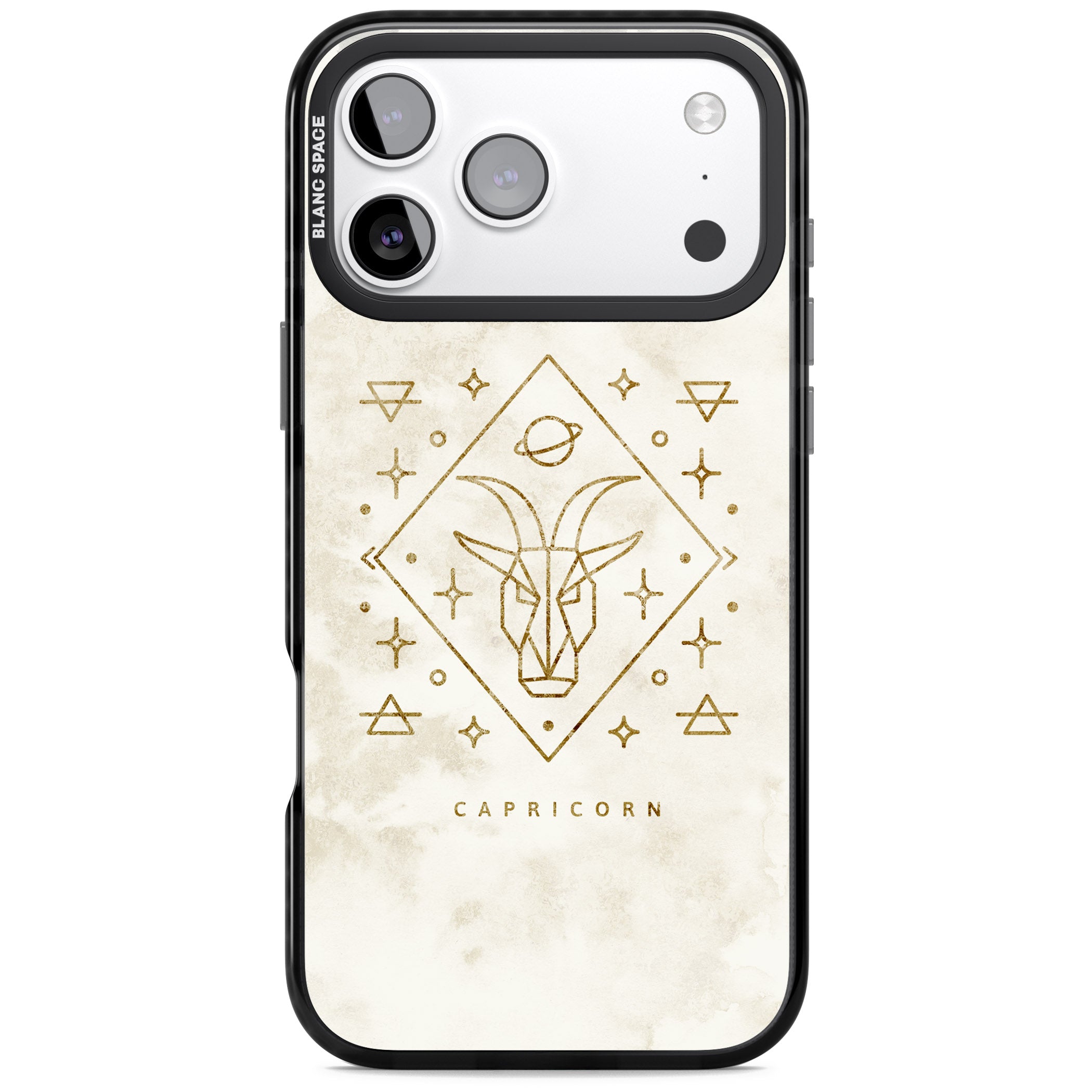 Capricorn Gold Zodiac Design iPhone 17 Pro Impact Pro Black Phone Case