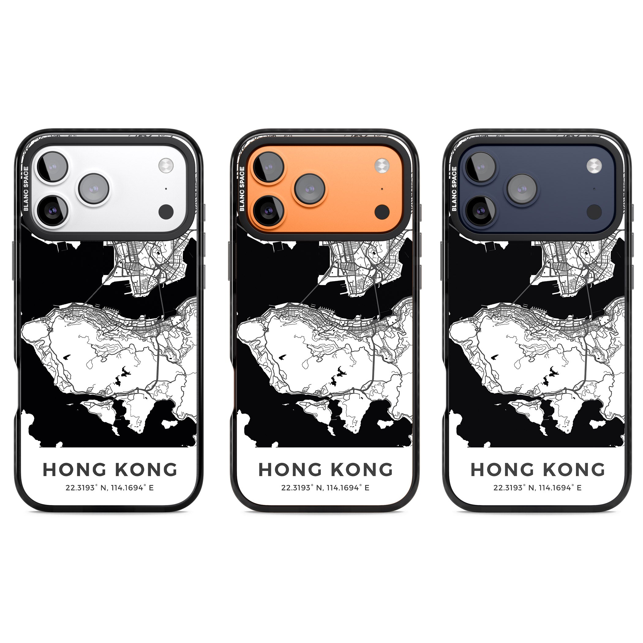 Hong Kong Map iPhone 17 Pro Impact Black Phone Case APT Impact Protection