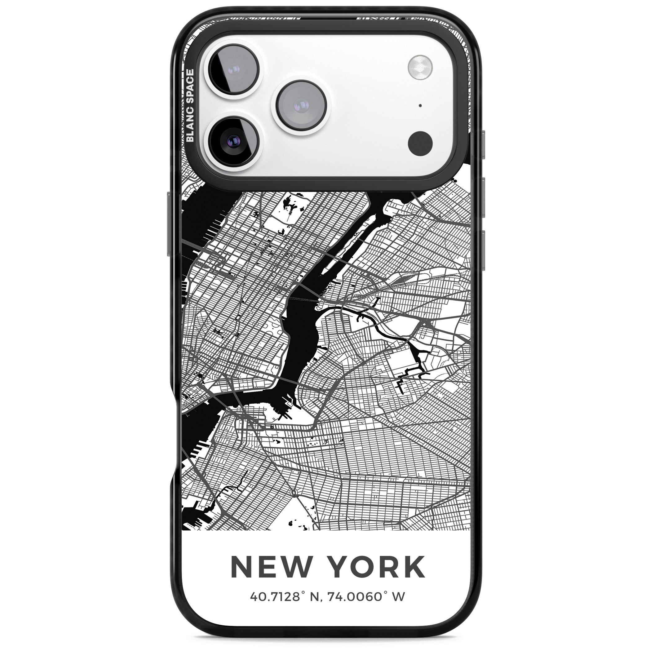 New York Map iPhone 17 Pro Impact Black Phone Case