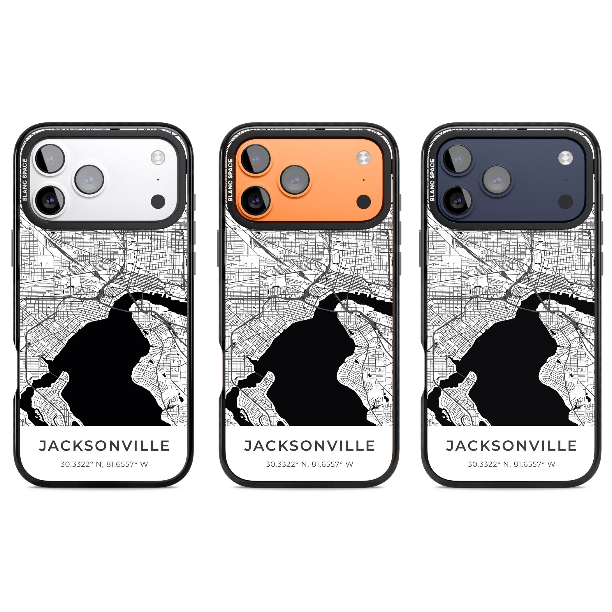 Jacksonville Map iPhone 17 Pro Impact Black Phone Case APT Impact Protection