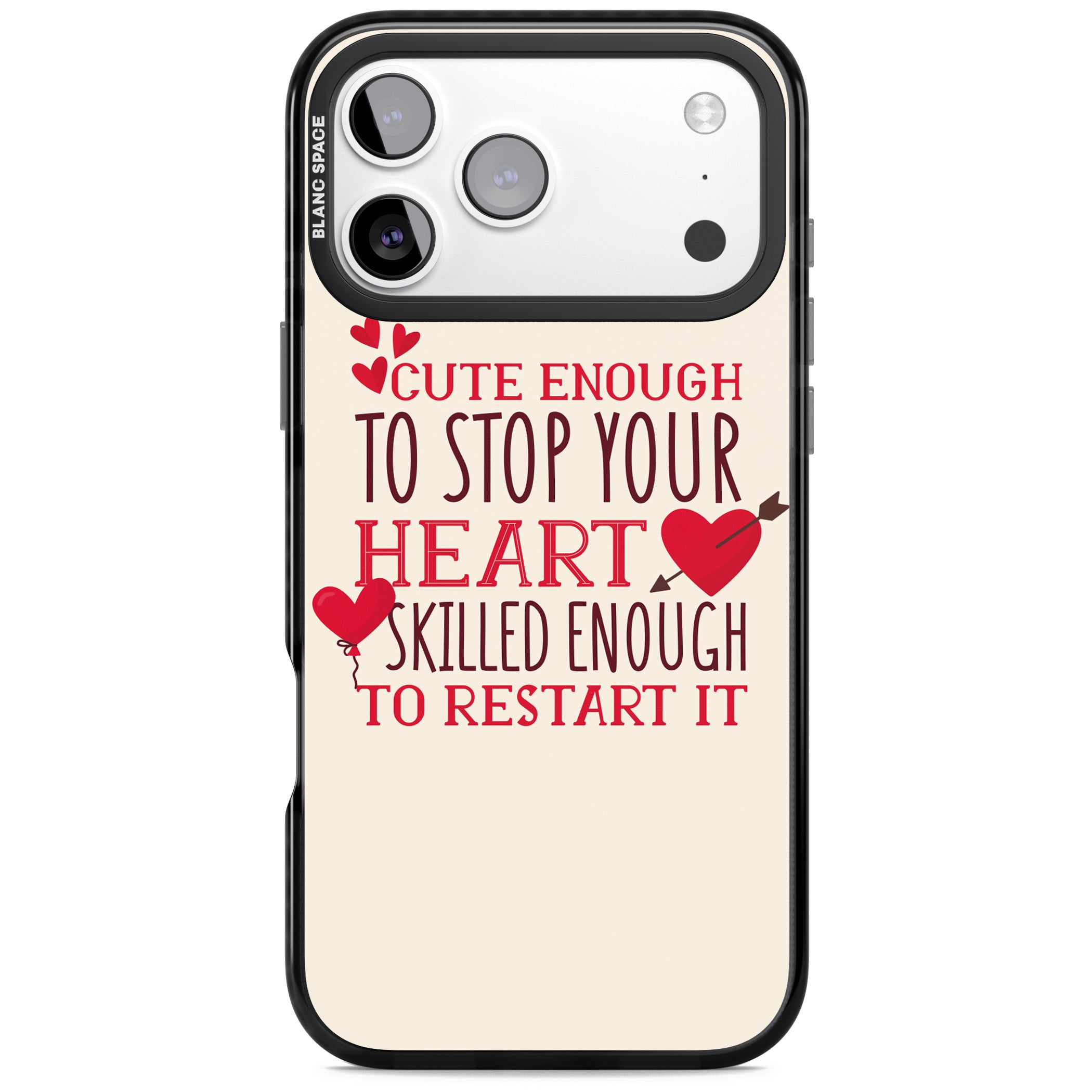 Cute Enough To Stop Your Heart iPhone 17 Pro Impact Black Phone Case