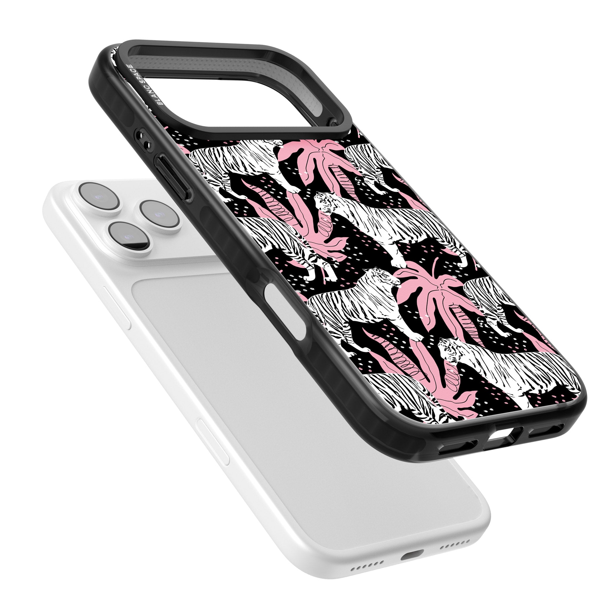 Pink Jungle Tiger iPhone 17 Pro Max Impact Black Phone Case Colours