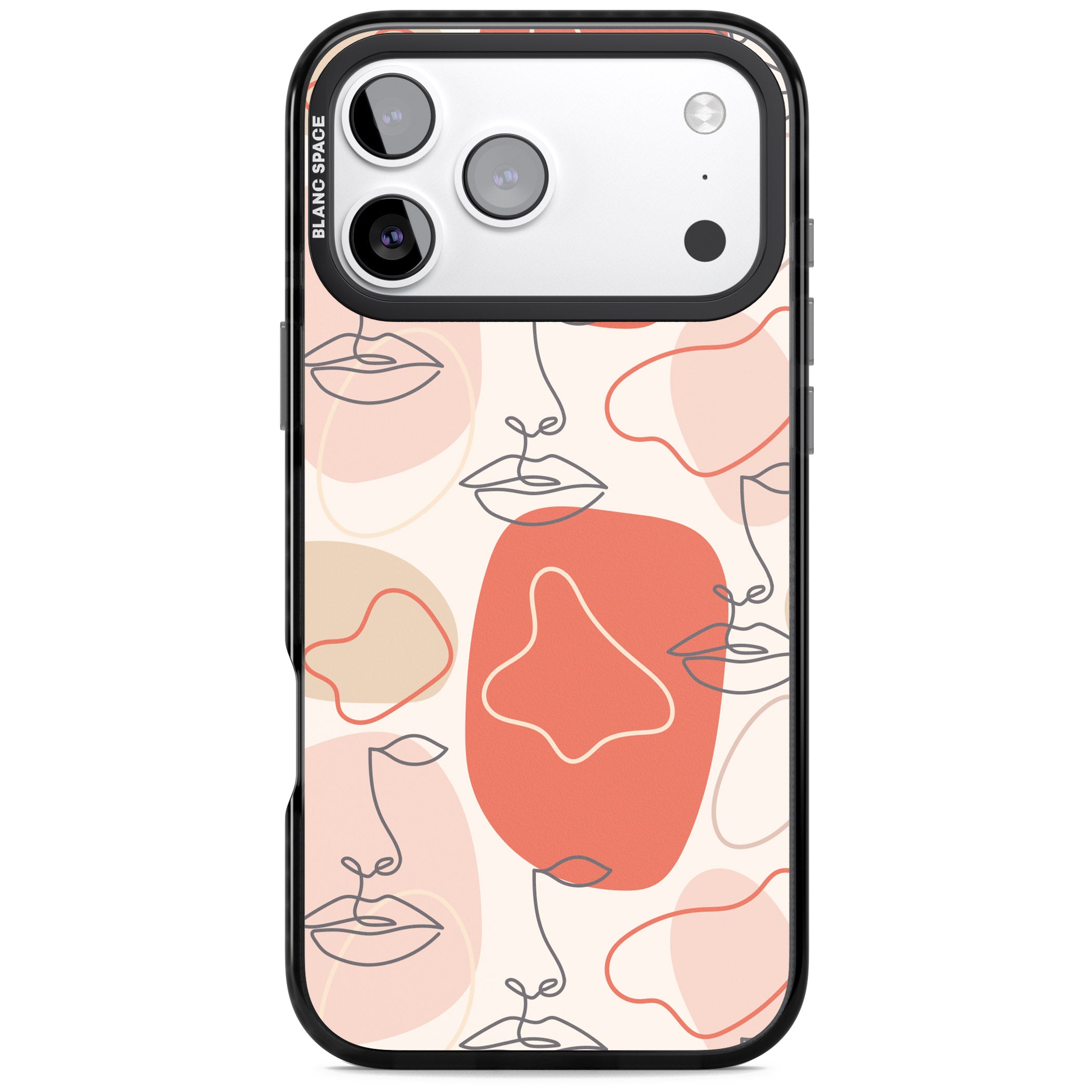 Abstract Face Line Art iPhone 17 Pro Impact Black Phone Case