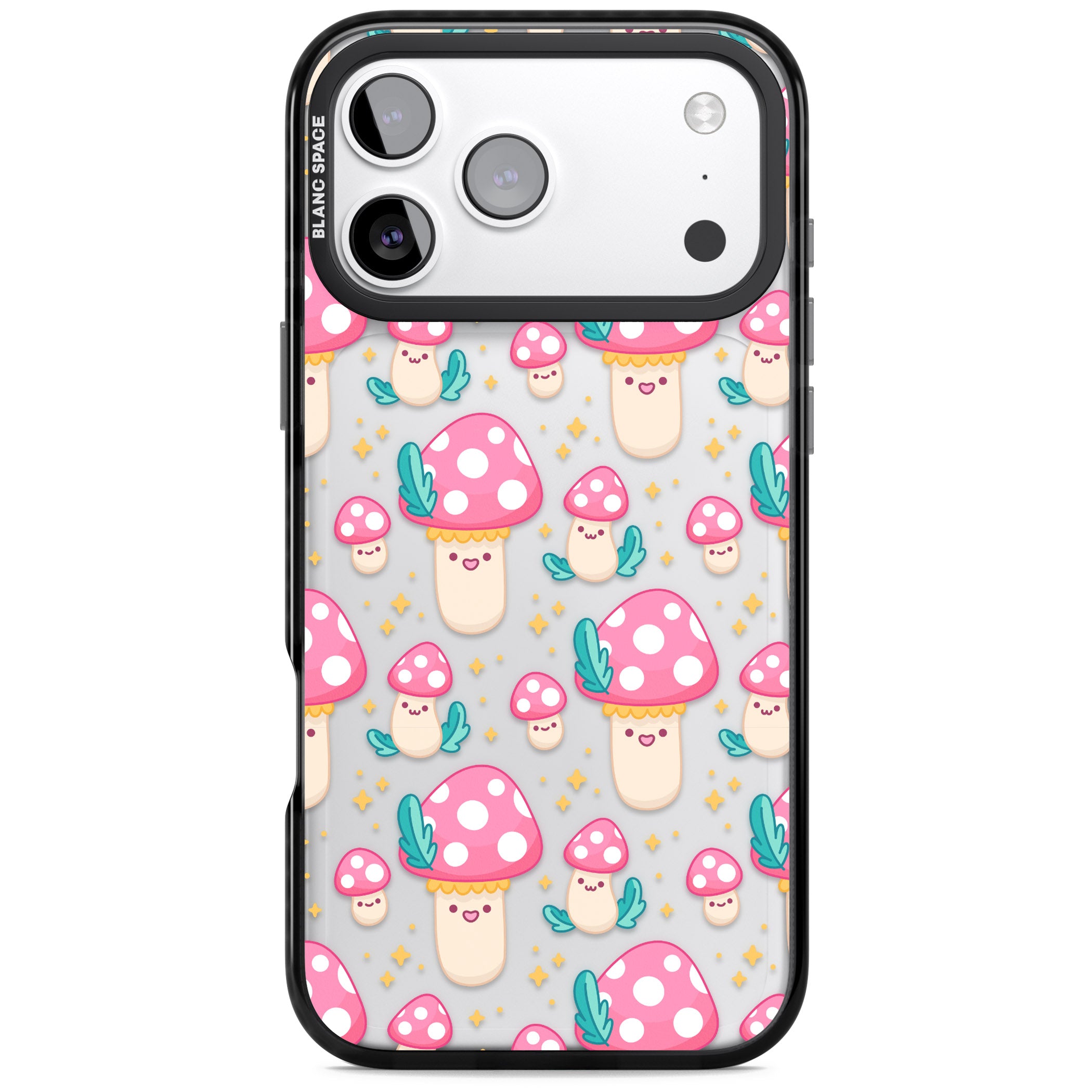 Cute Mushroom Pattern iPhone 17 Pro Impact Black Phone Case
