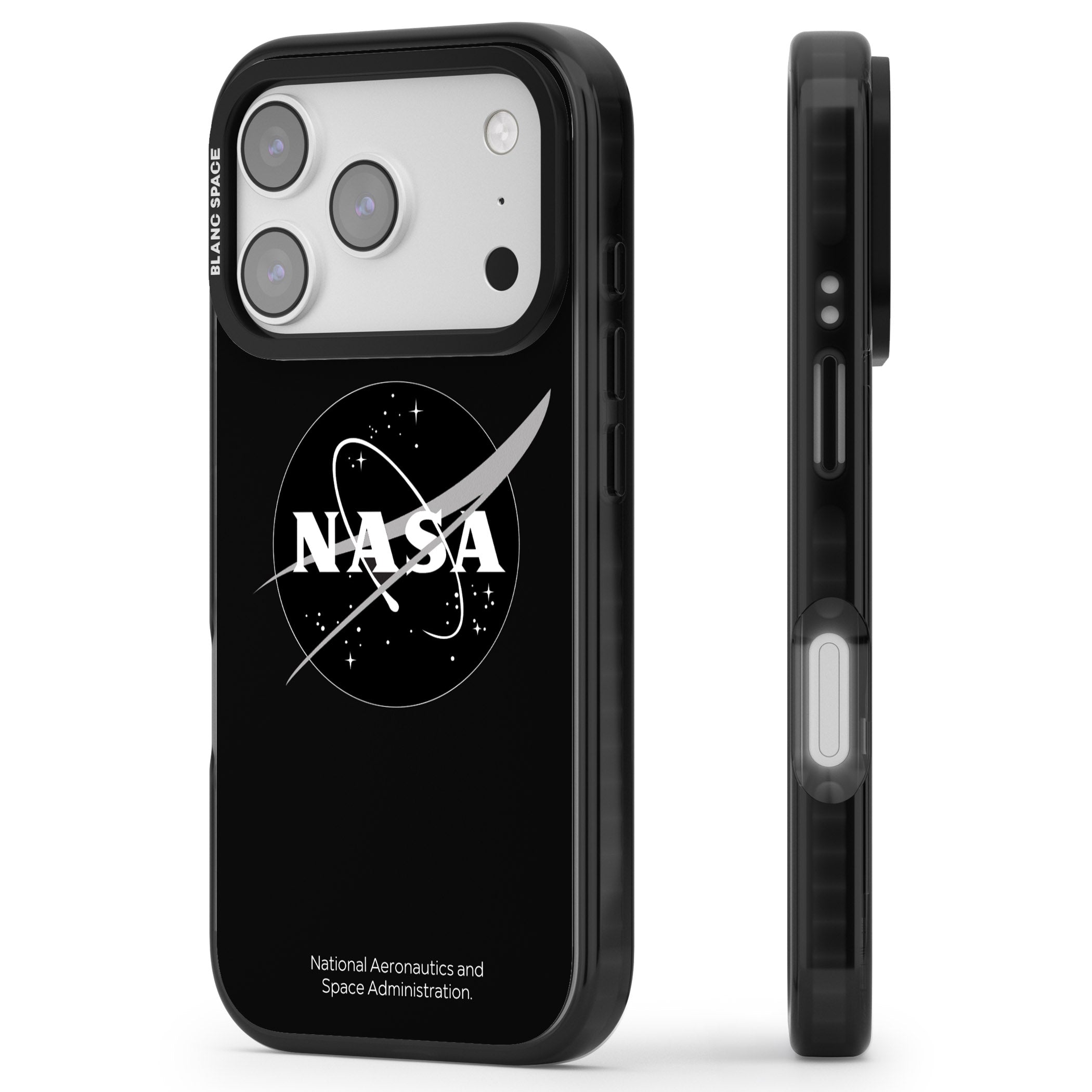 Dark Nasa Meatball iPhone 17 Pro Impact Black Phone Case Side Profile