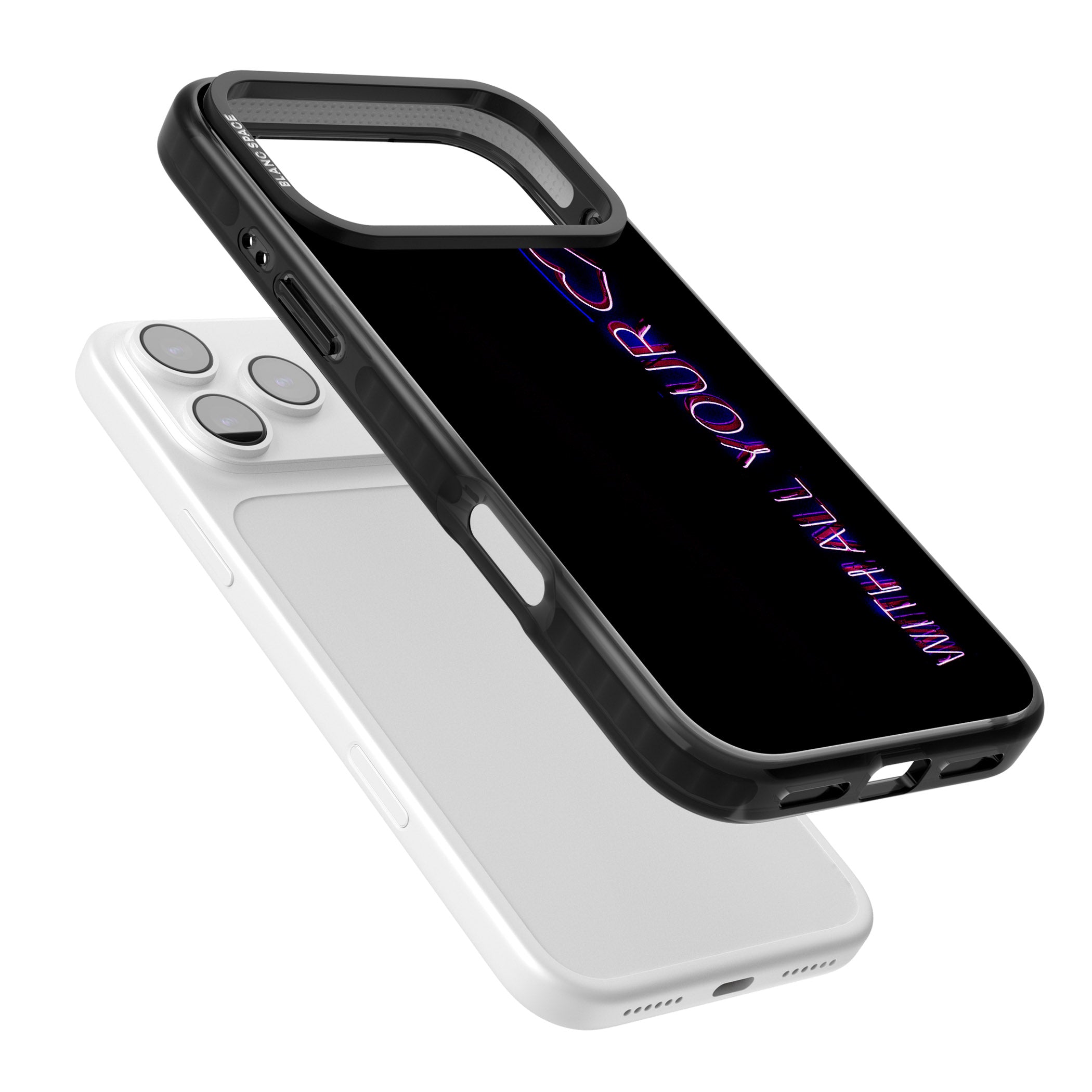 Neon Heart Script iPhone 17 Pro Impact Black Phone Case Colours