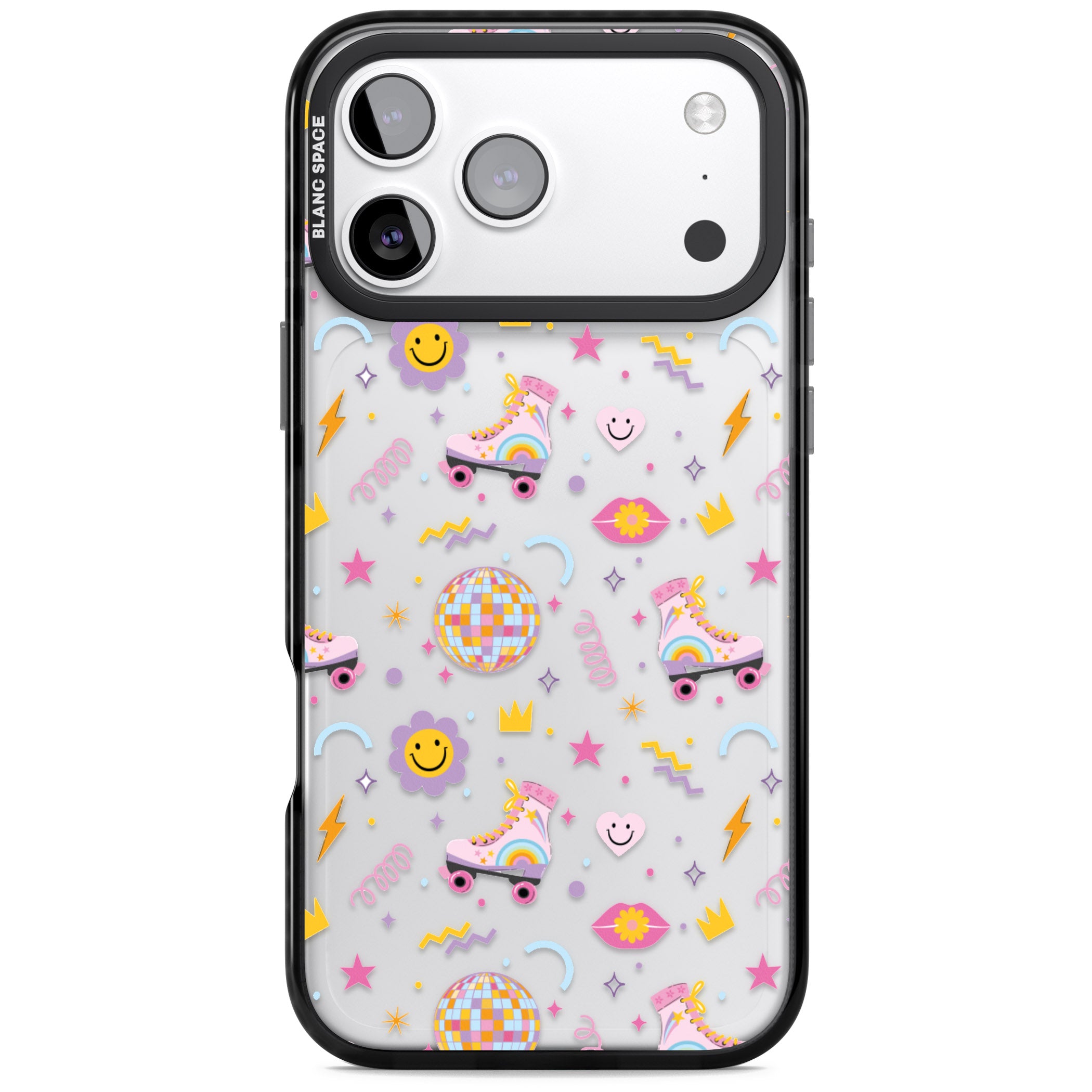 Roller Disco Pattern iPhone 17 Pro Impact Black Phone Case