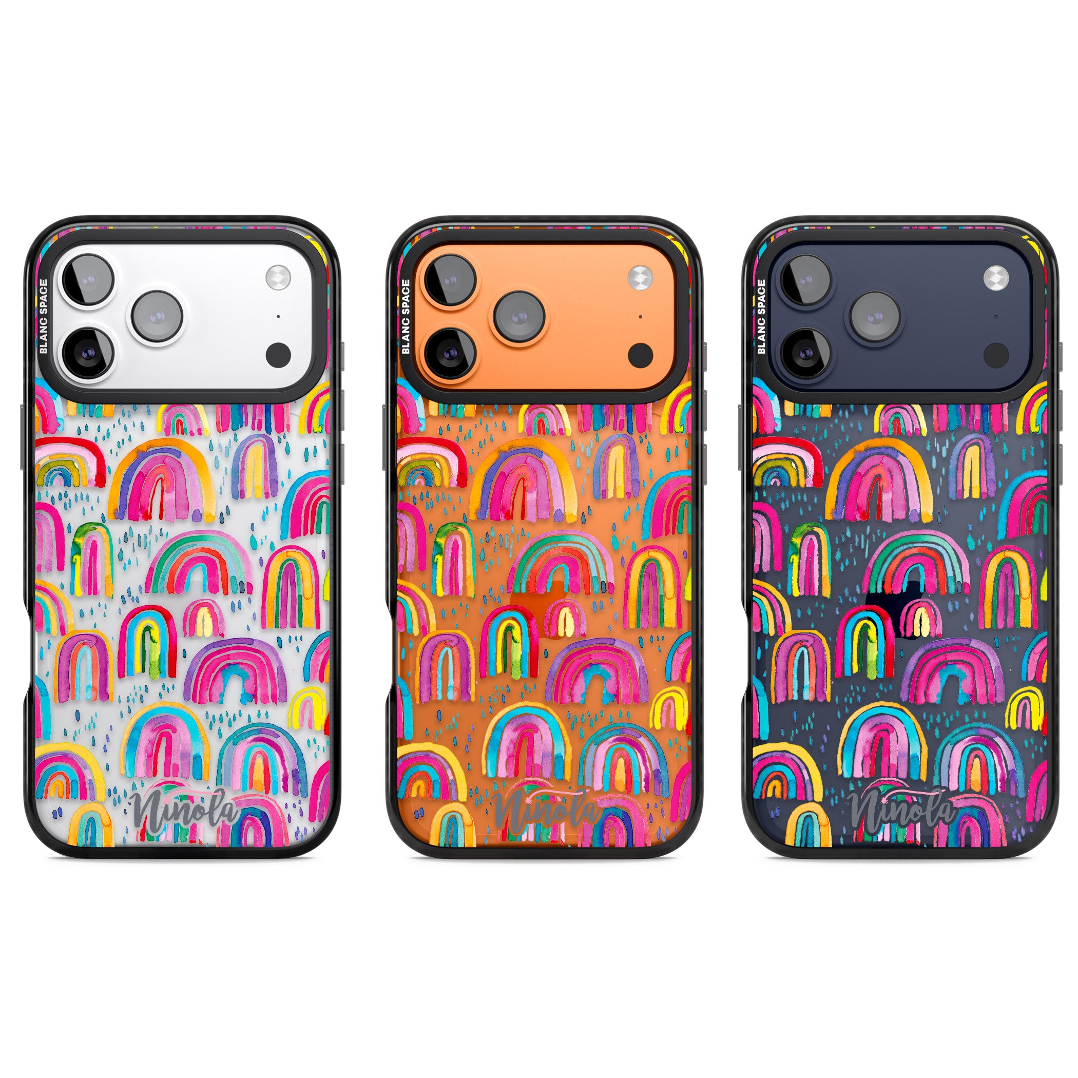 Watercolor Rainbow iPhone 17 Pro Impact Black Phone Case APT Impact Protection