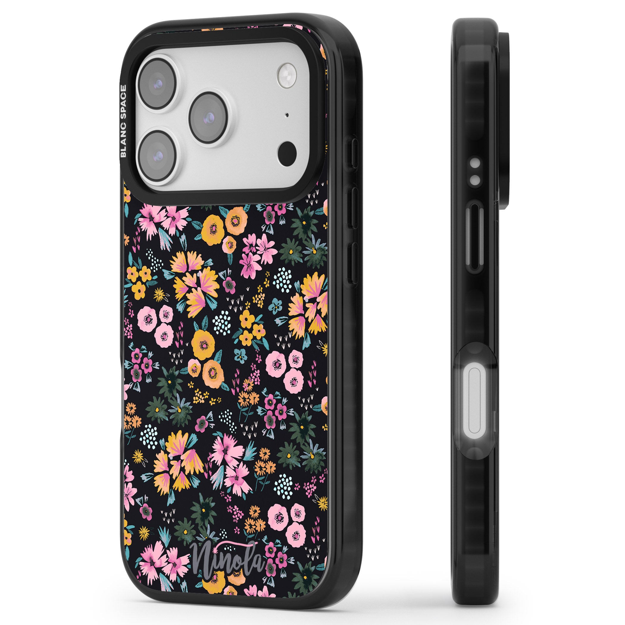 Blossom Field iPhone 17 Pro Impact Black Phone Case Side Profile