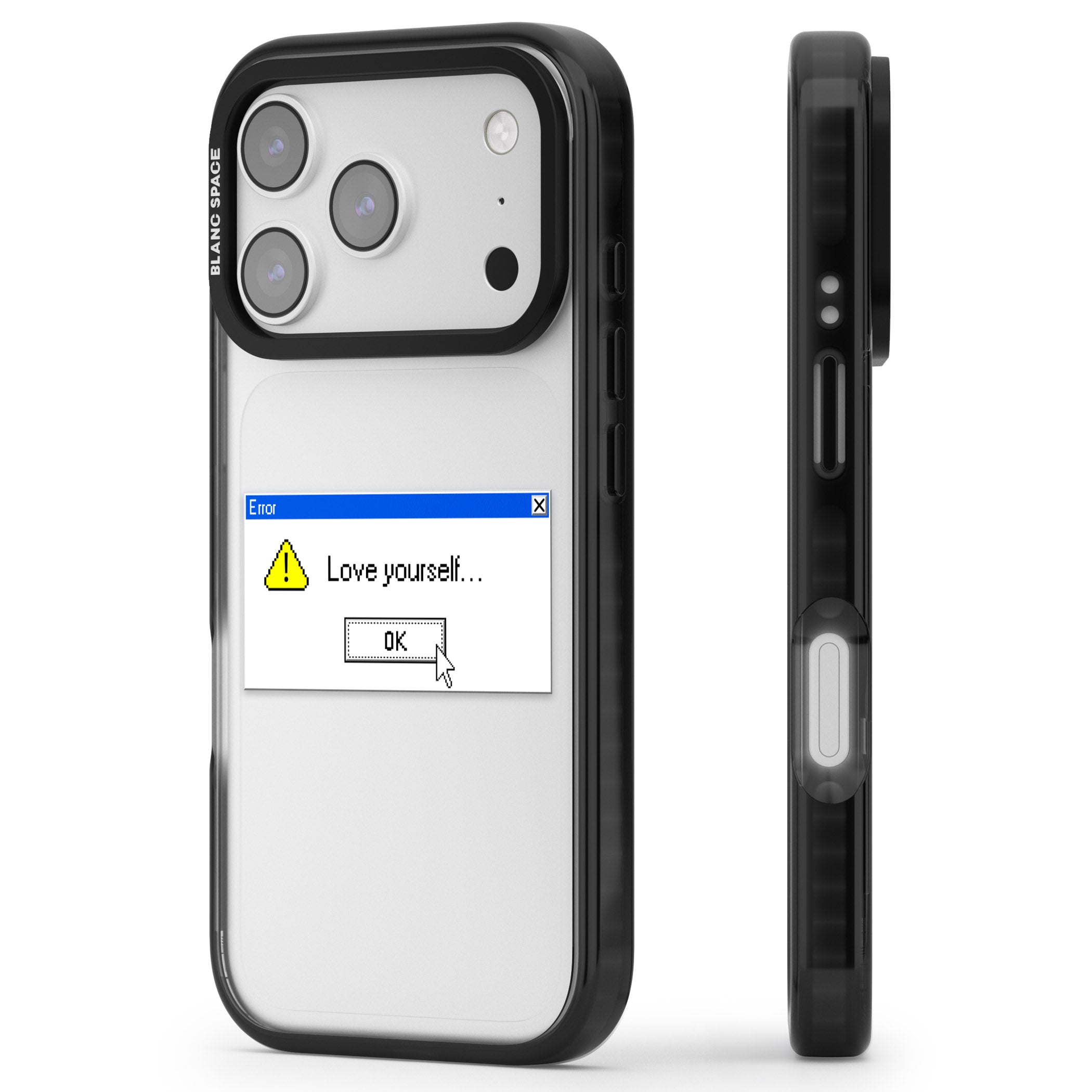 Love Yourself Exe iPhone 17 Pro Impact Black Phone Case Side Profile