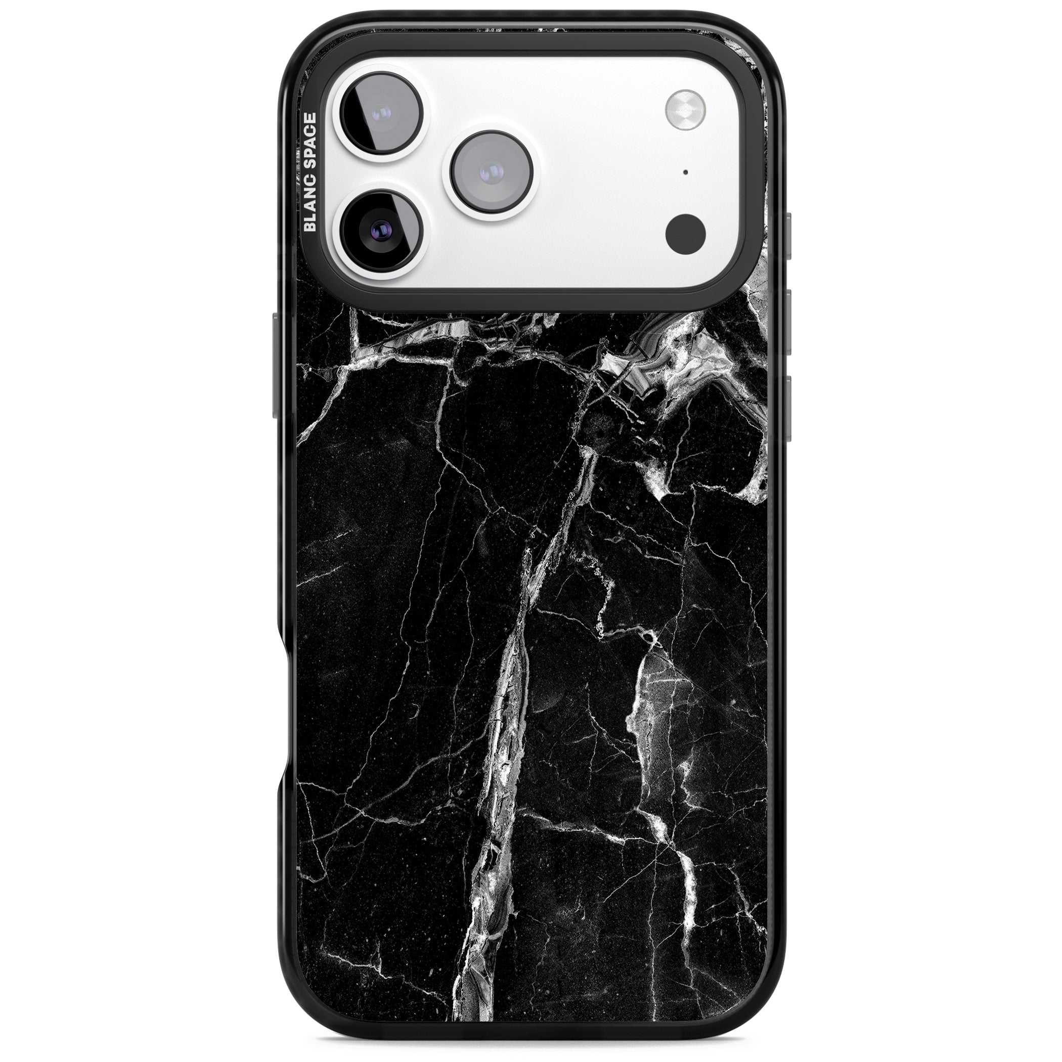 Black Onyx Marble iPhone 17 Pro Impact Black Phone Case