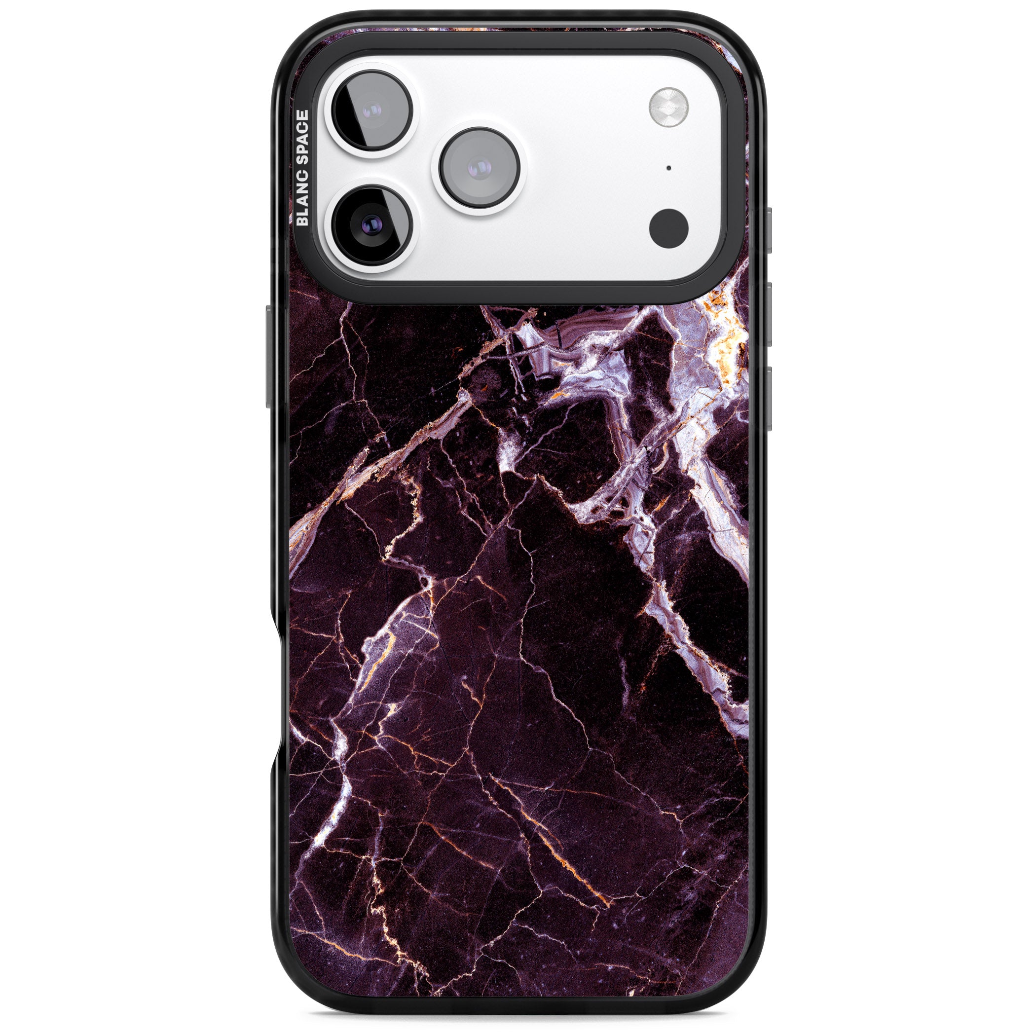 Violet Shatter Marble iPhone 17 Pro Impact Black Phone Case