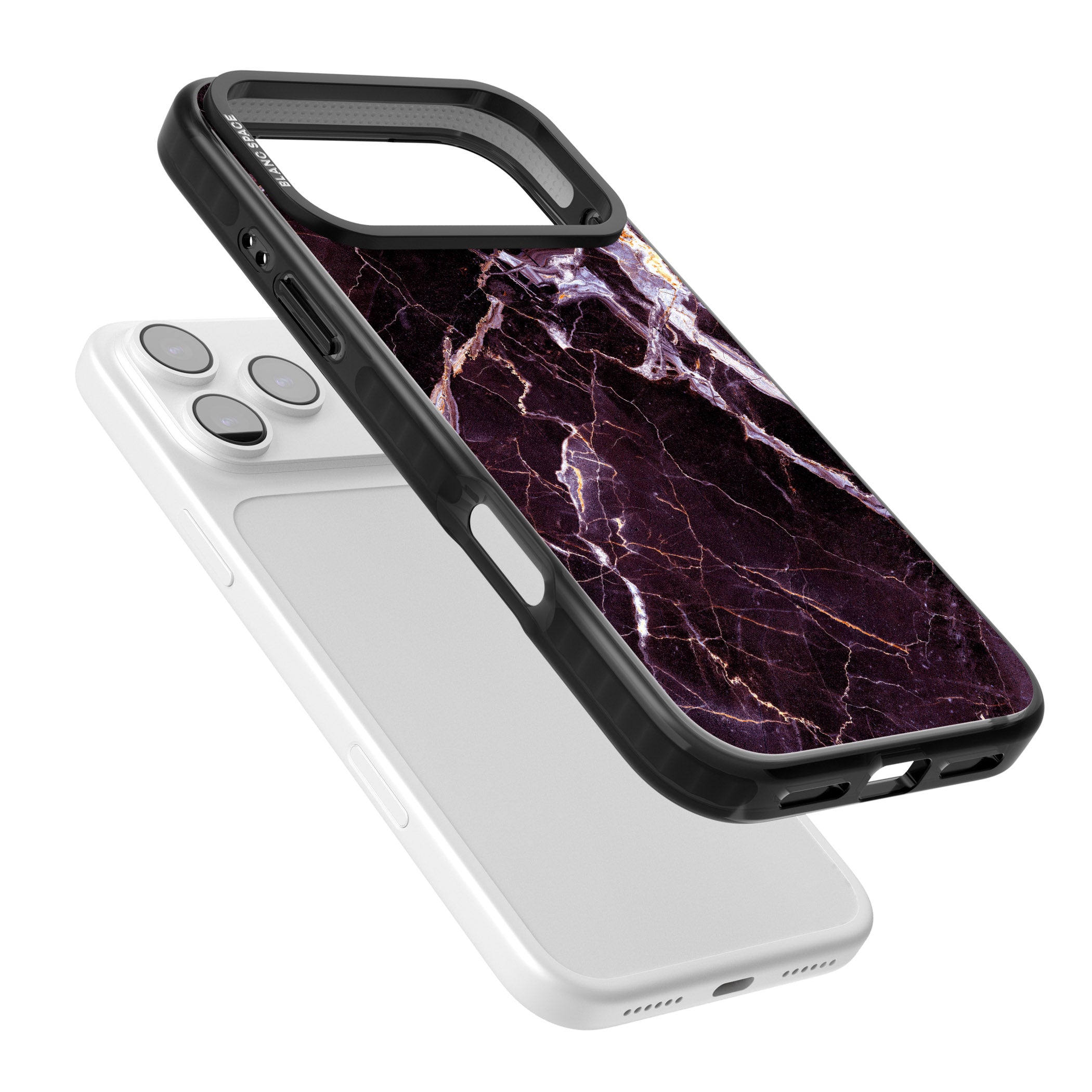 Violet Shatter Marble iPhone 17 Pro Impact Black Phone Case Colours