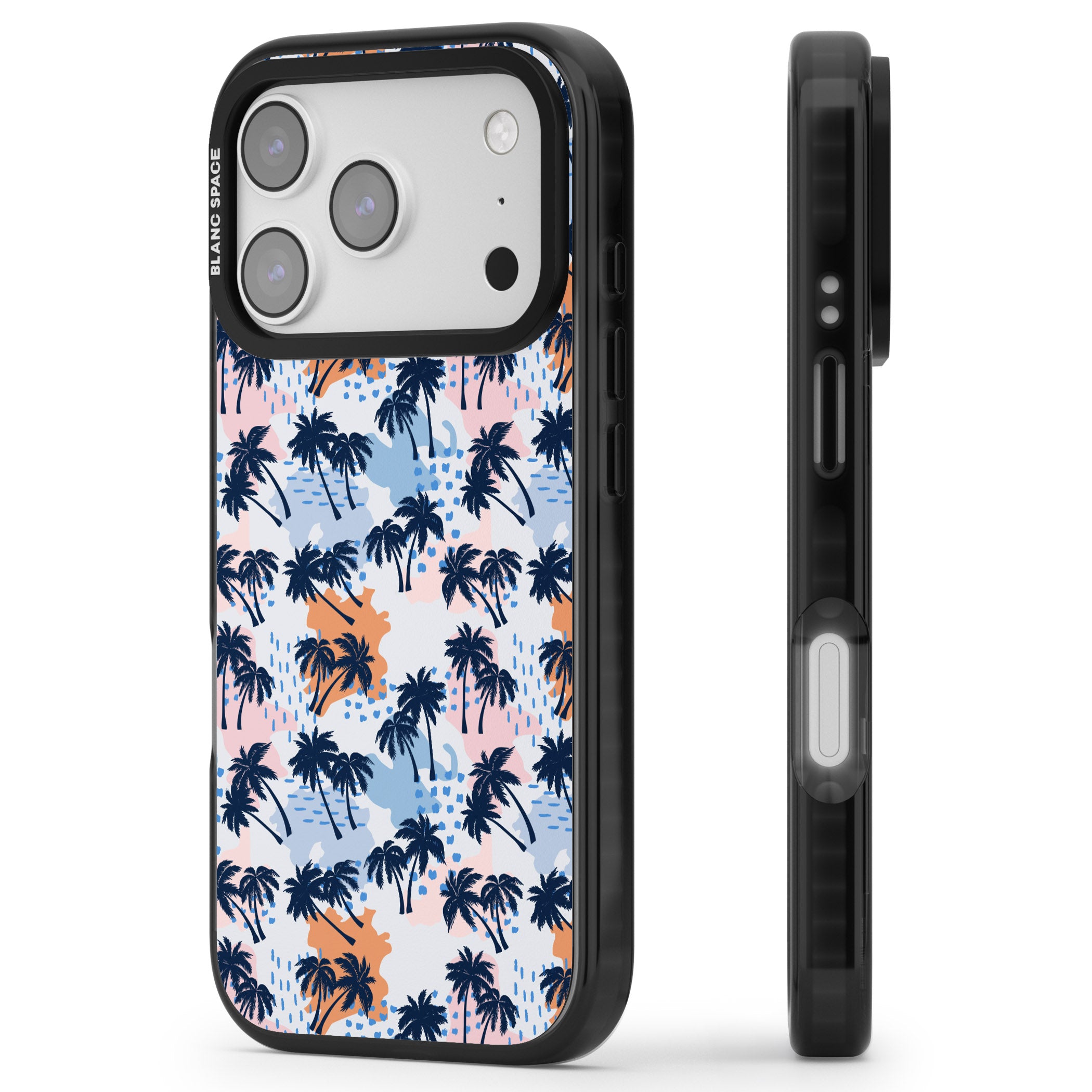 Tropical Vibes Palm iPhone 17 Pro Impact Black Phone Case Side Profile